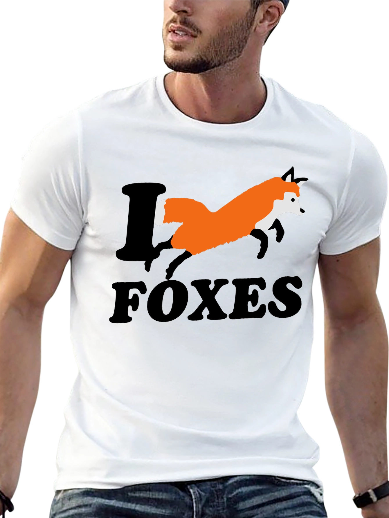 I Love Foxes Graphic T-Shirt - Mens Black Tee