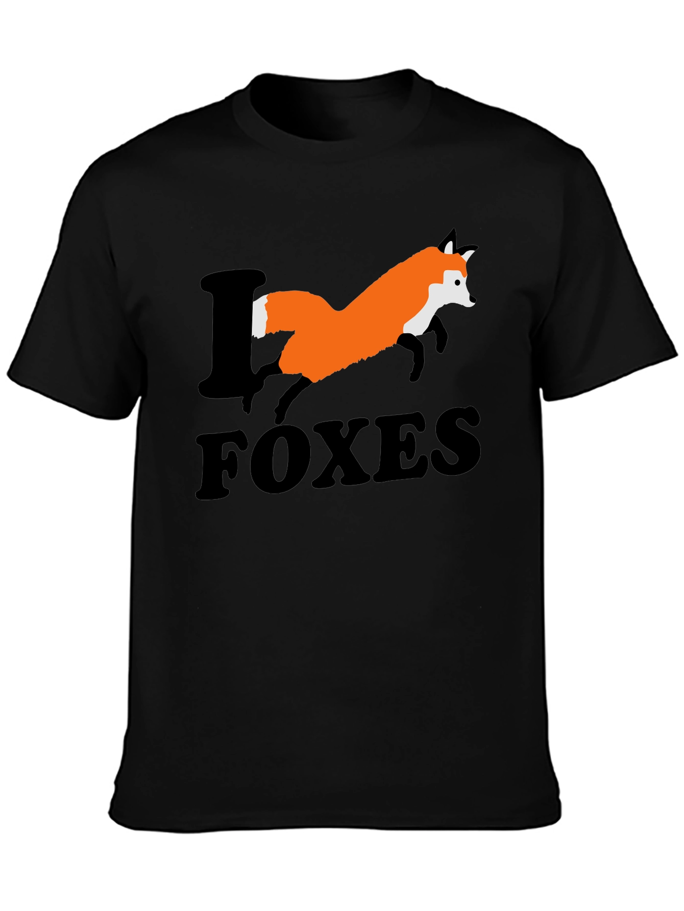 I Love Foxes Graphic T-Shirt - Mens Black Tee