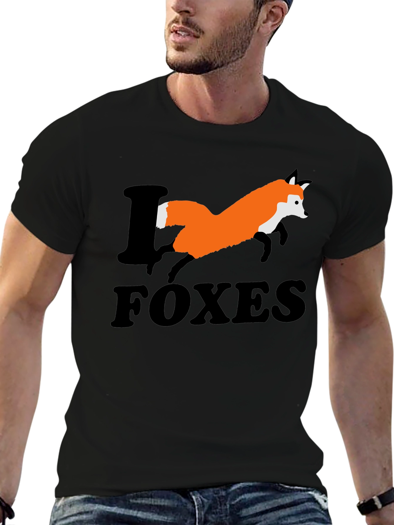 I Love Foxes Graphic T-Shirt - Mens Black Tee