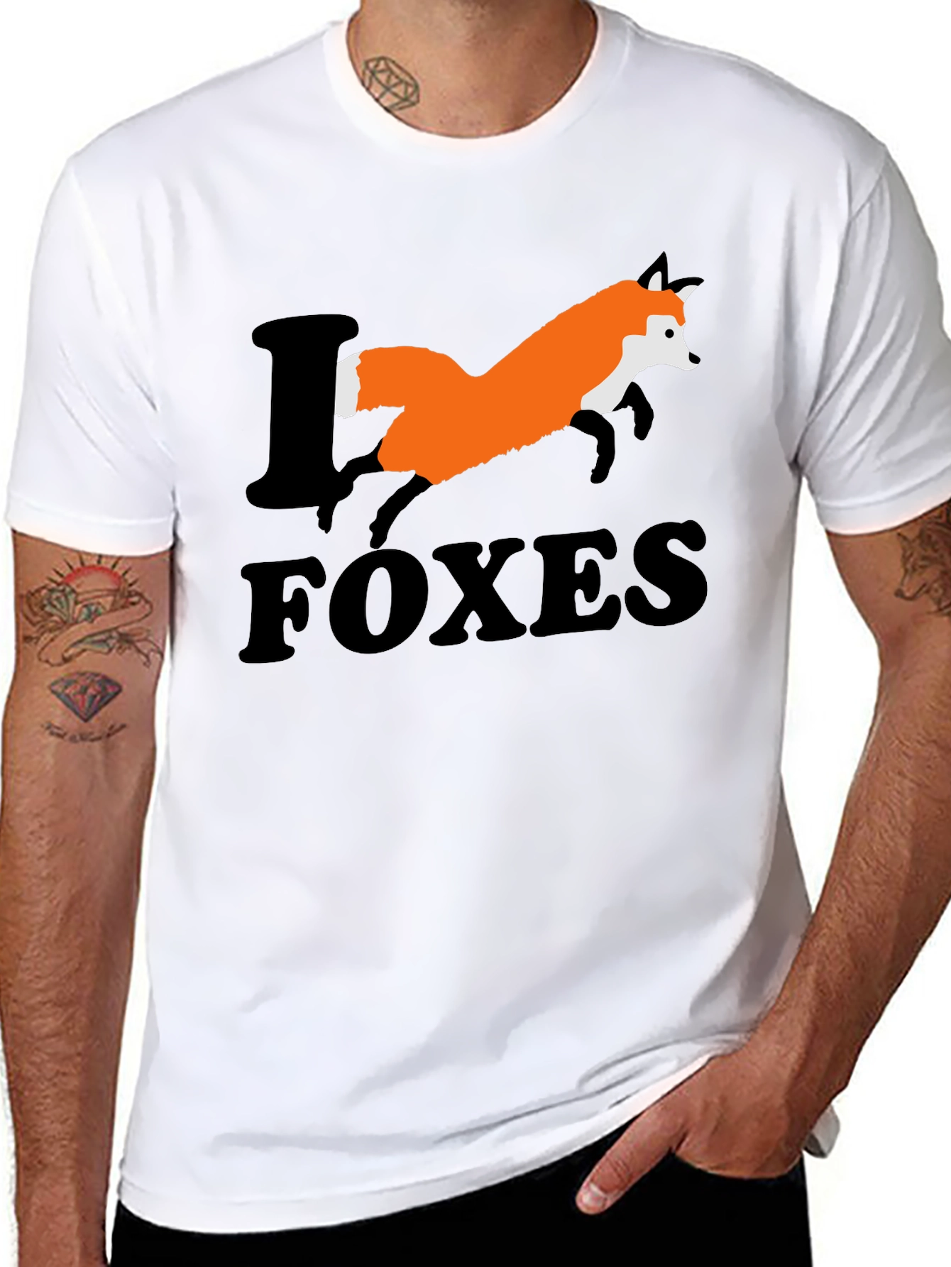 I Love Foxes Graphic T-Shirt - Mens Black Tee