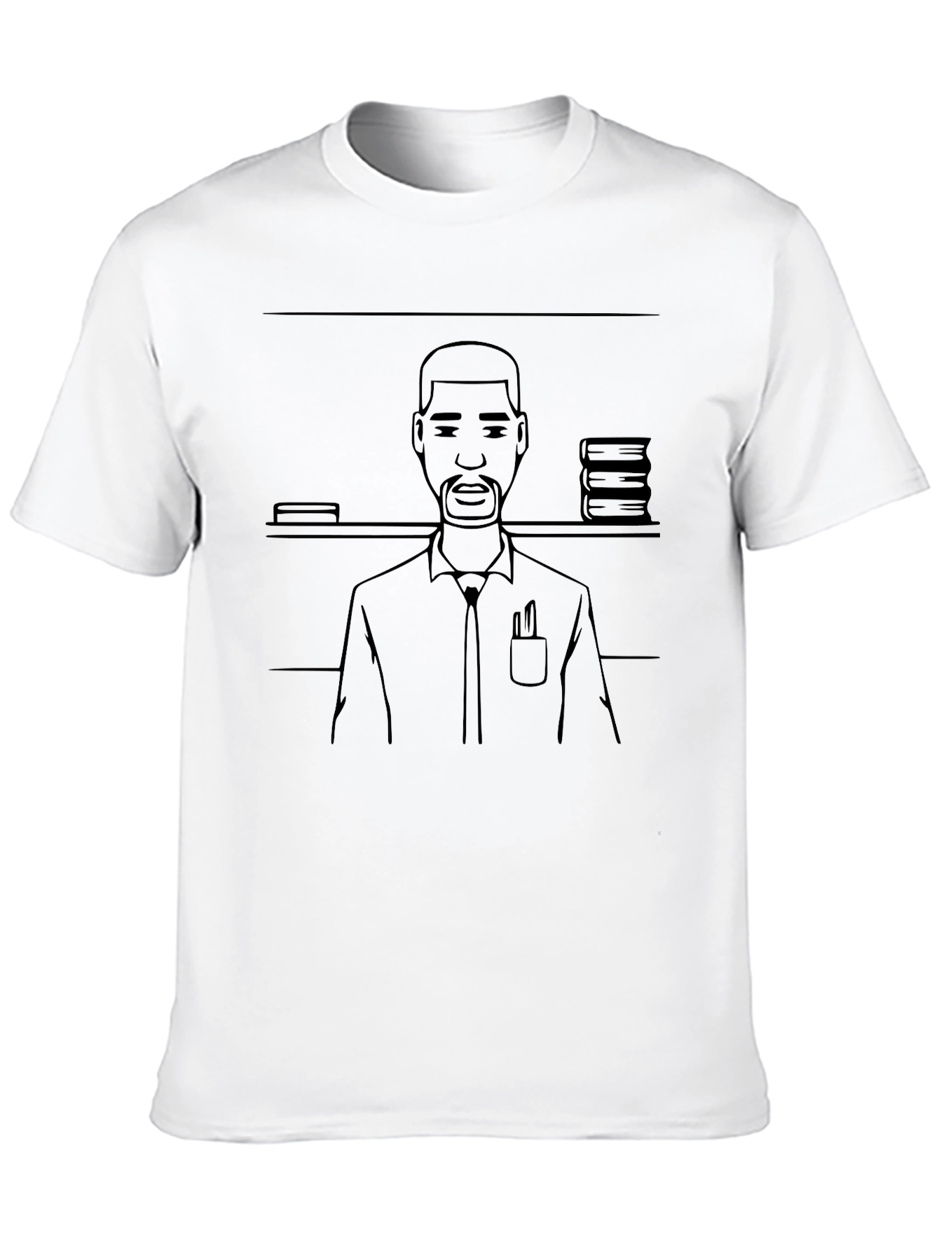Black T-Shirt with Cartoon Teacher Design