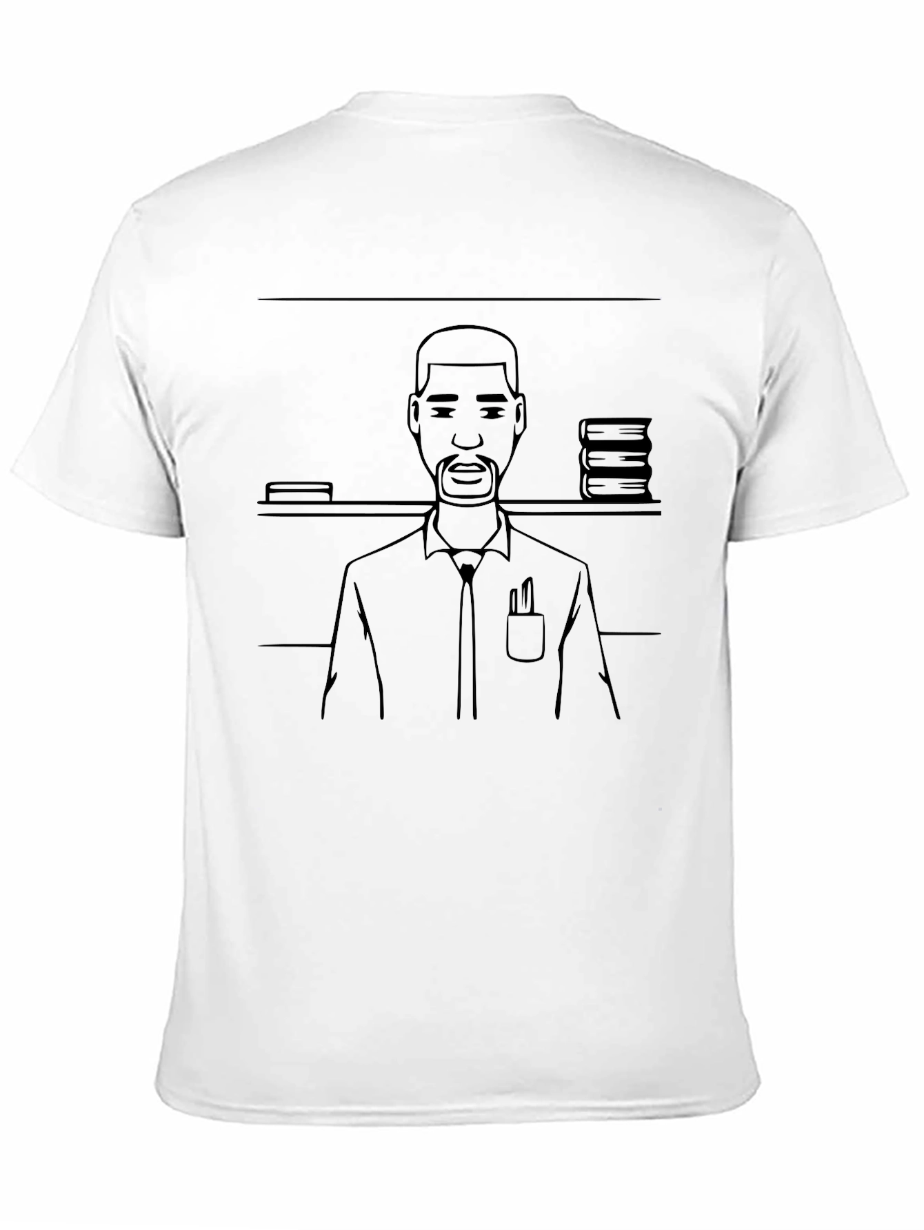 Black T-Shirt with Cartoon Teacher Design