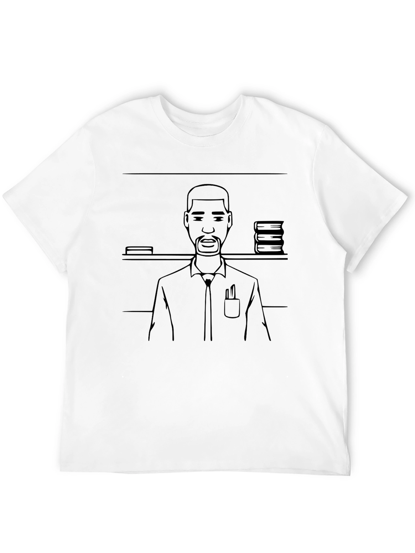Black T-Shirt with Cartoon Teacher Design