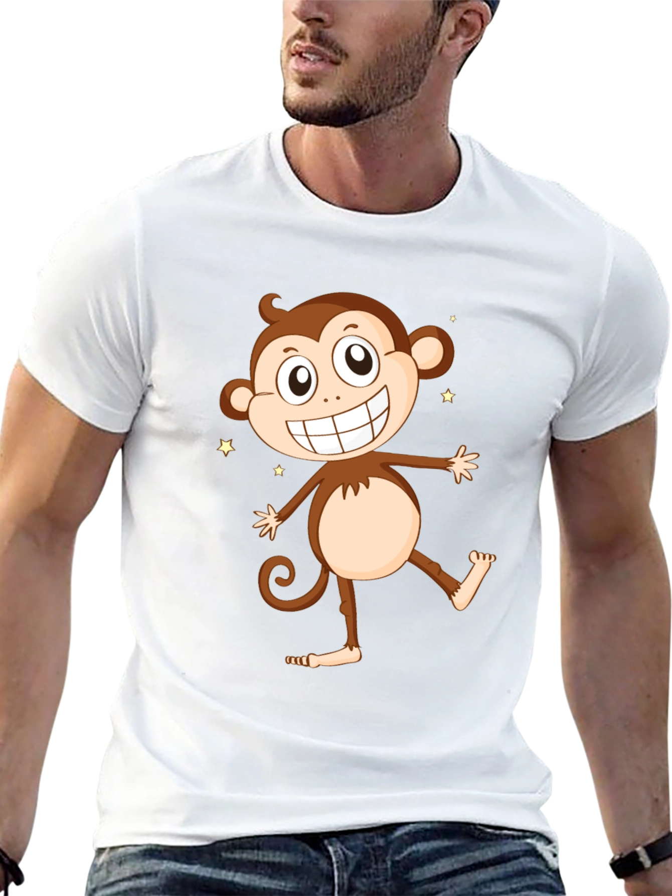 Funny Monkey Graphic Tee - Black Cotton T-Shirt