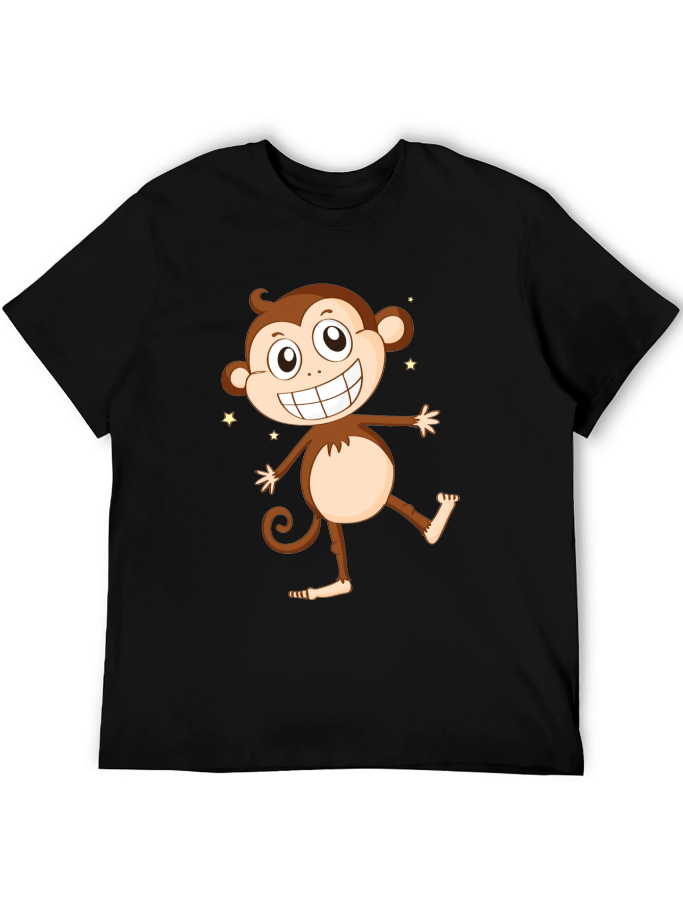 Funny Monkey Graphic Tee - Black Cotton T-Shirt