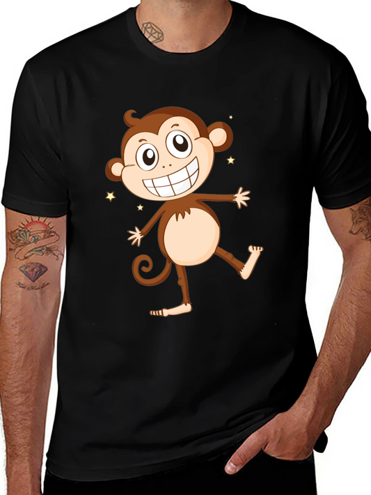 Funny Monkey Graphic Tee - Black Cotton T-Shirt