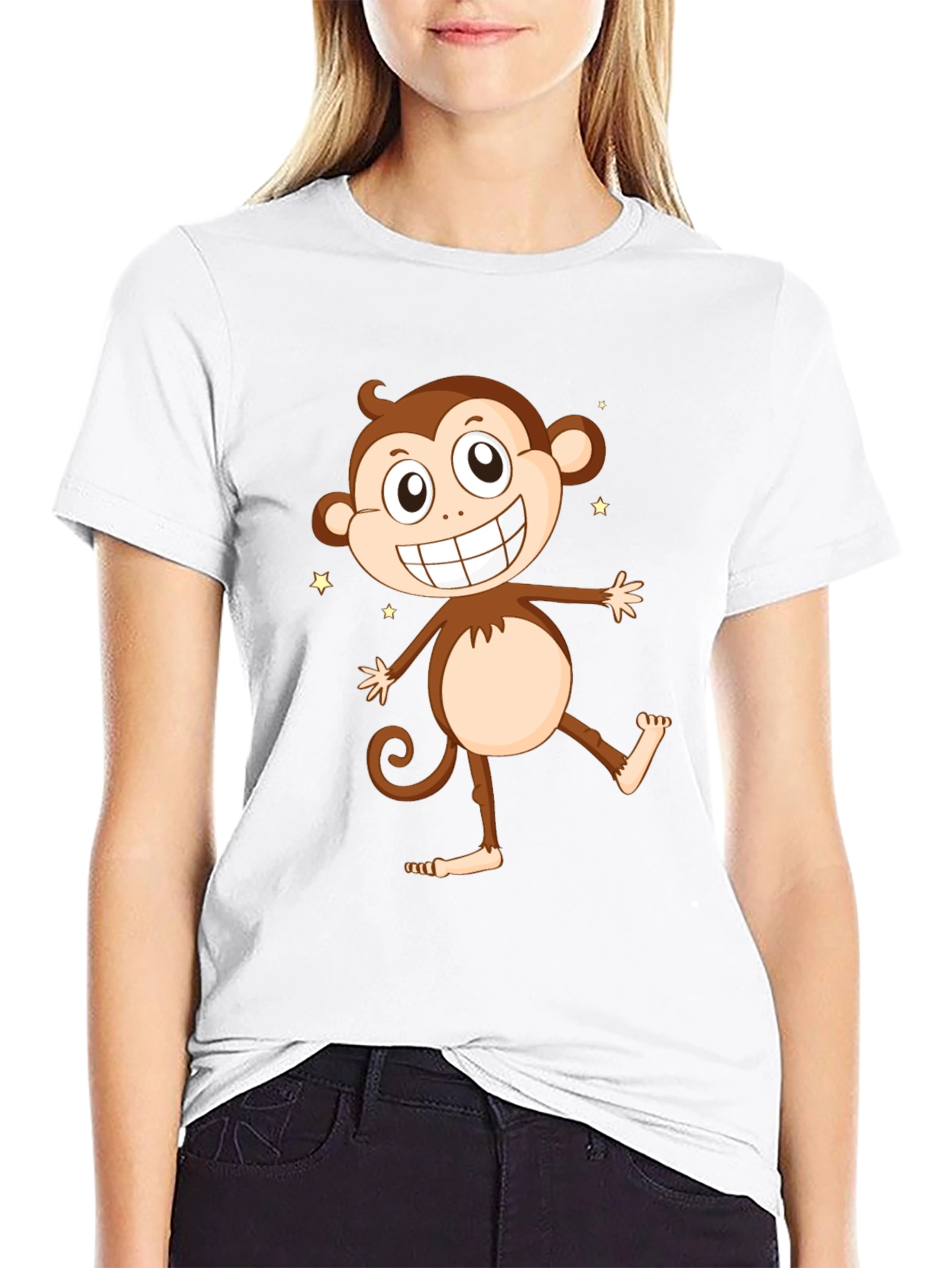 Funny Monkey Graphic Tee - Black Cotton T-Shirt