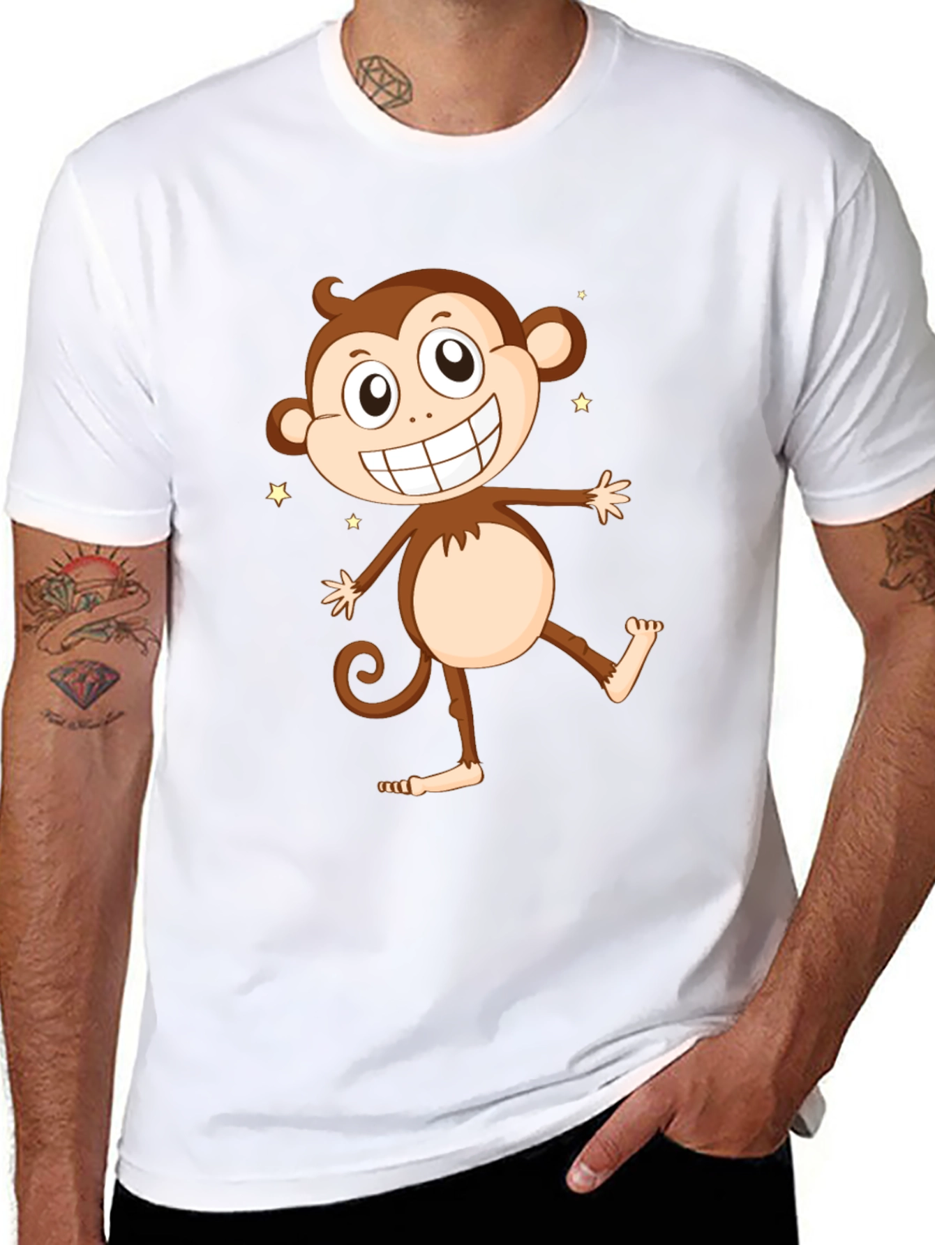 Funny Monkey Graphic Tee - Black Cotton T-Shirt