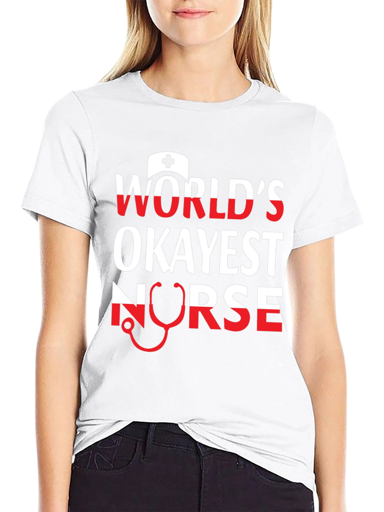 Worlds Okayest Nurse T-Shirt - Funny Nursing Tee