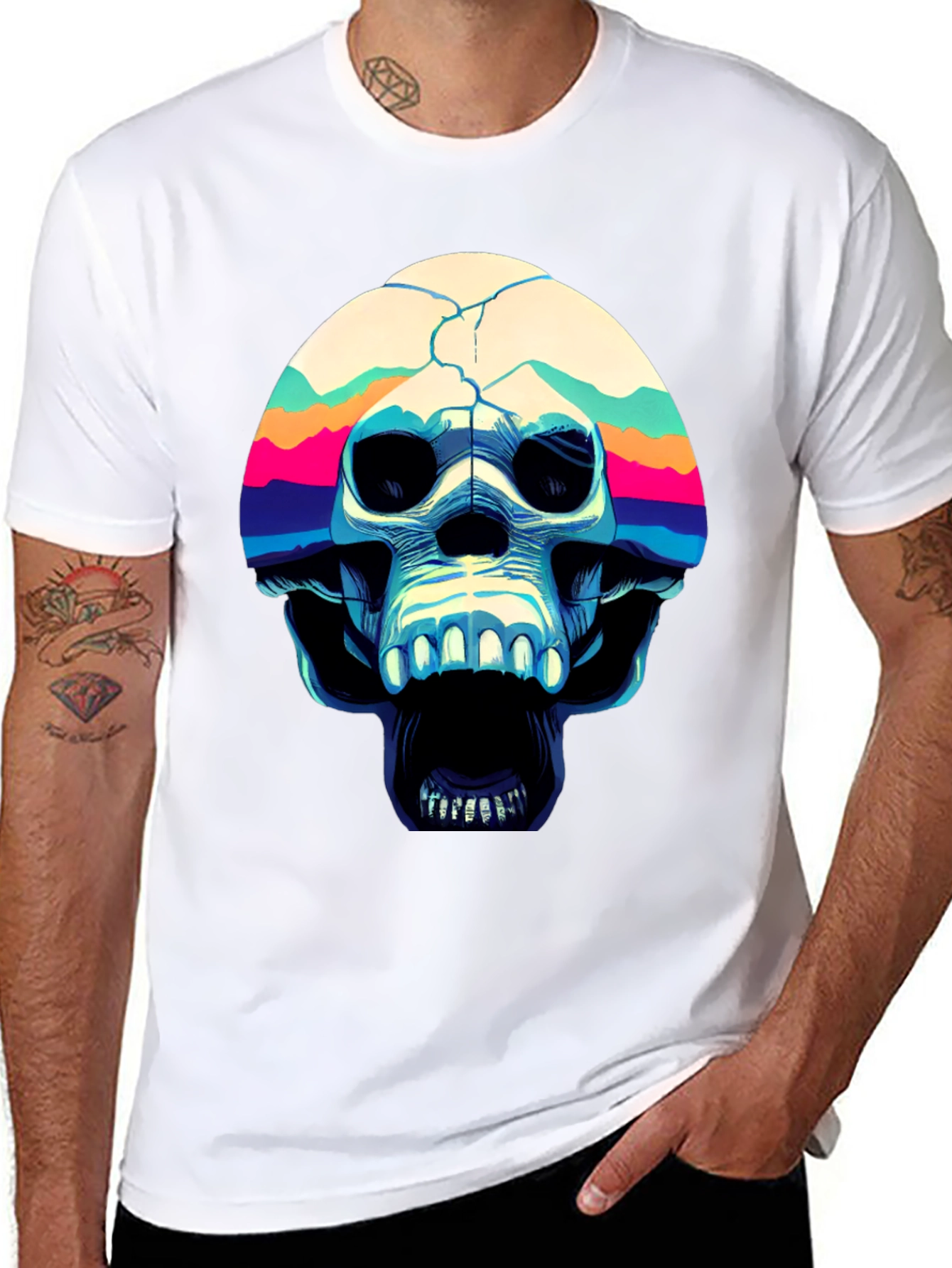 Skull Graphic Print Crew Neck T-Shirt