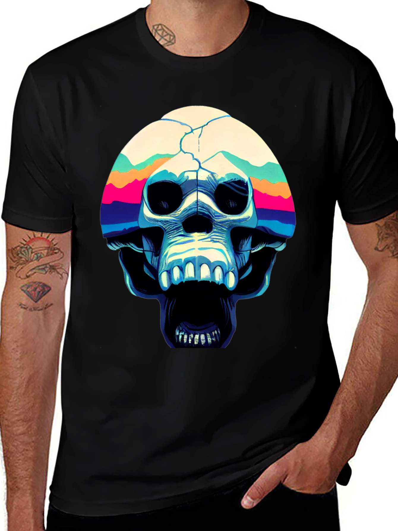 Skull Graphic Print Crew Neck T-Shirt