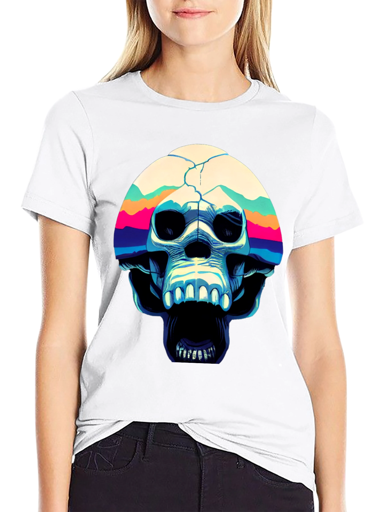 Skull Graphic Print Crew Neck T-Shirt