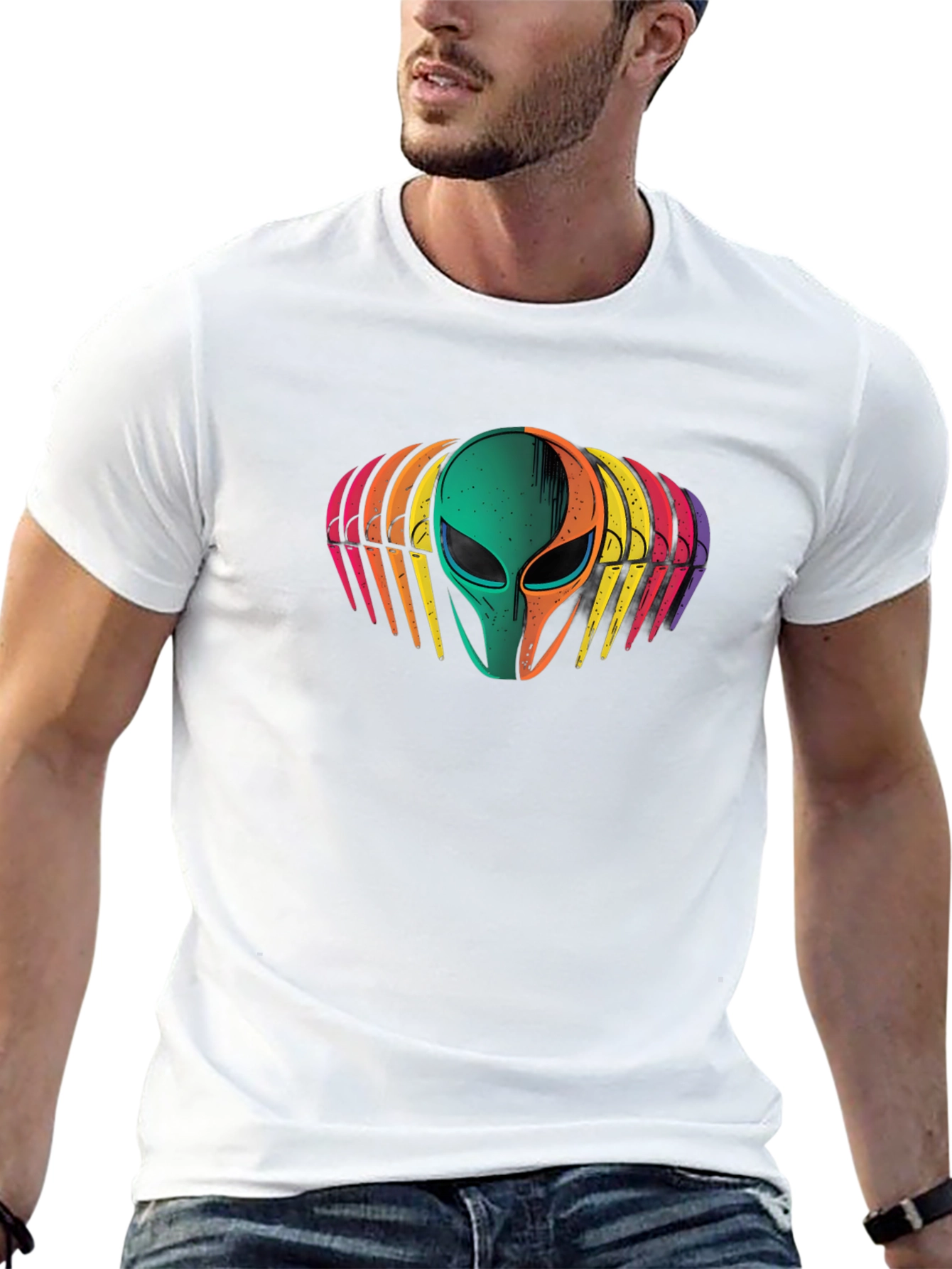 Retro Alien Head Graphic Tee - Black