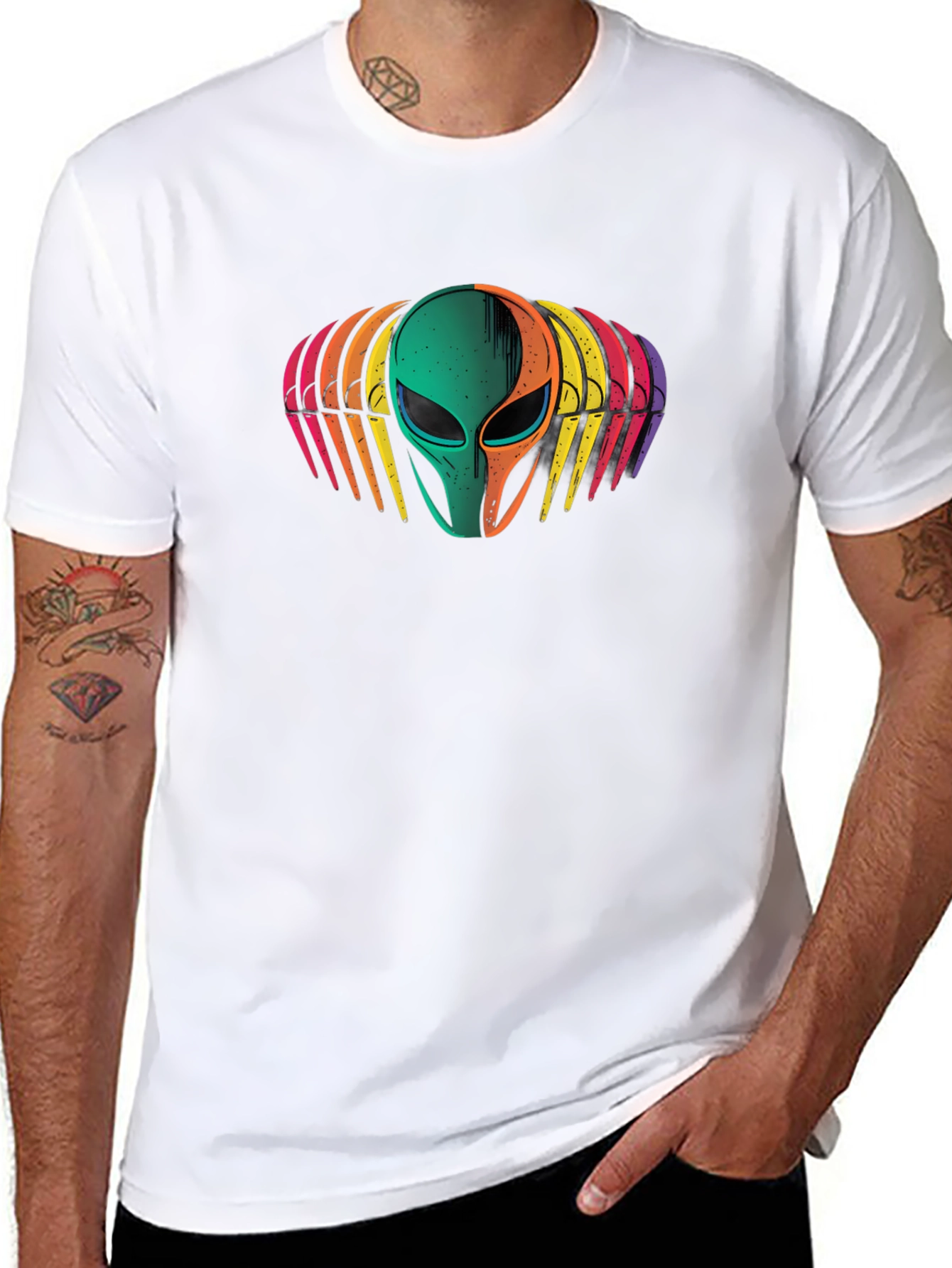 Retro Alien Head Graphic Tee - Black