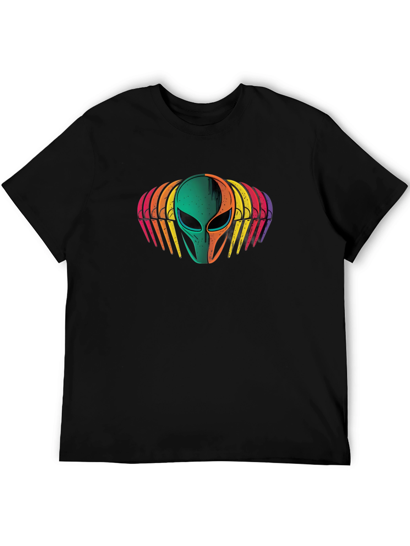 Retro Alien Head Graphic Tee - Black