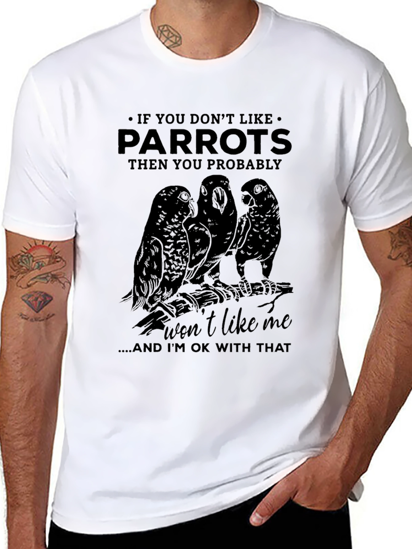 Parrot Graphic Print Crew Neck T-Shirt
