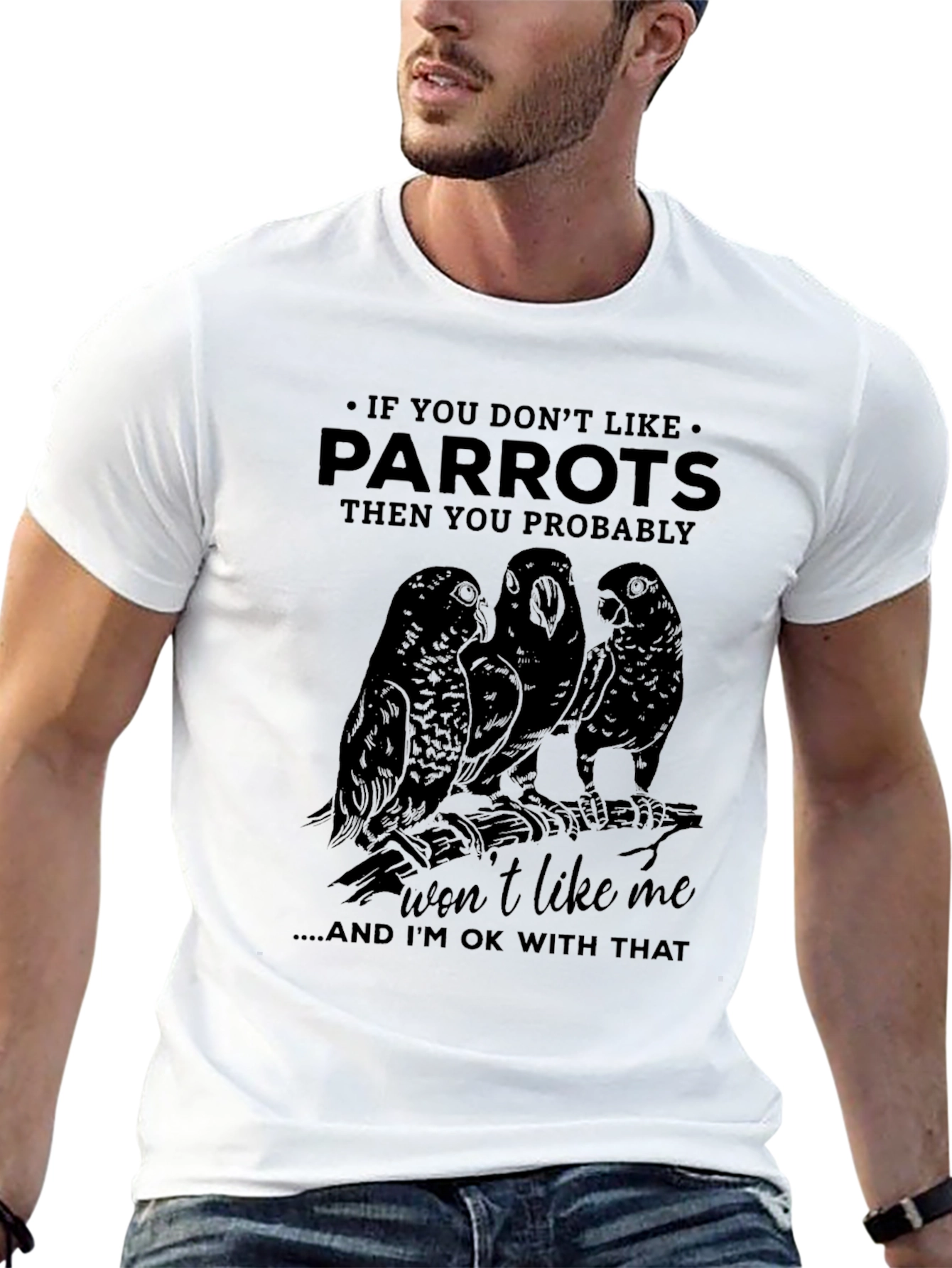 Parrot Graphic Print Crew Neck T-Shirt