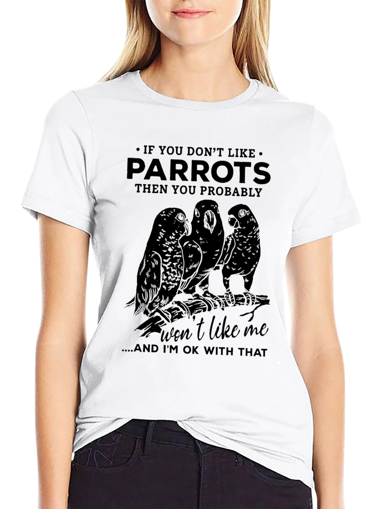 Parrot Graphic Print Crew Neck T-Shirt