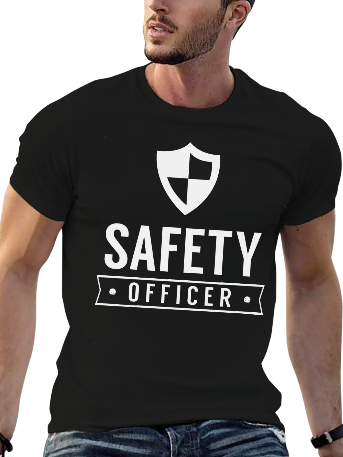 Safety Officer Black T-Shirt with Shield Design