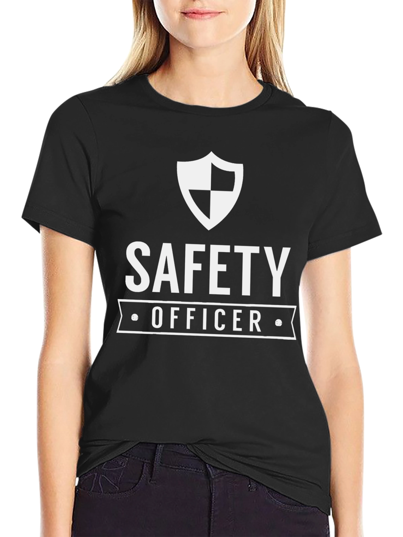 Safety Officer Black T-Shirt with Shield Design