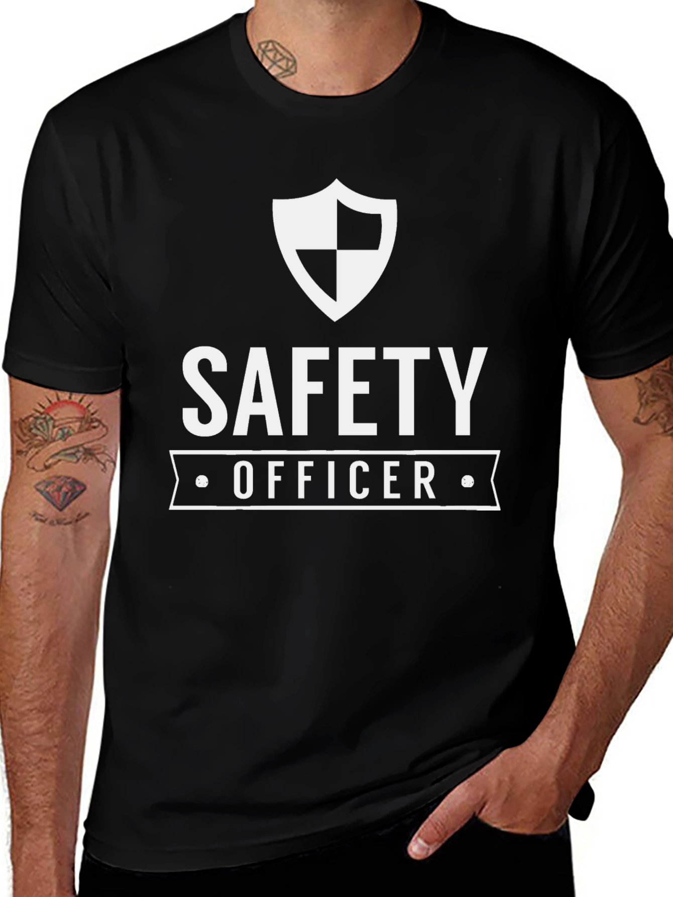 Safety Officer Black T-Shirt with Shield Design