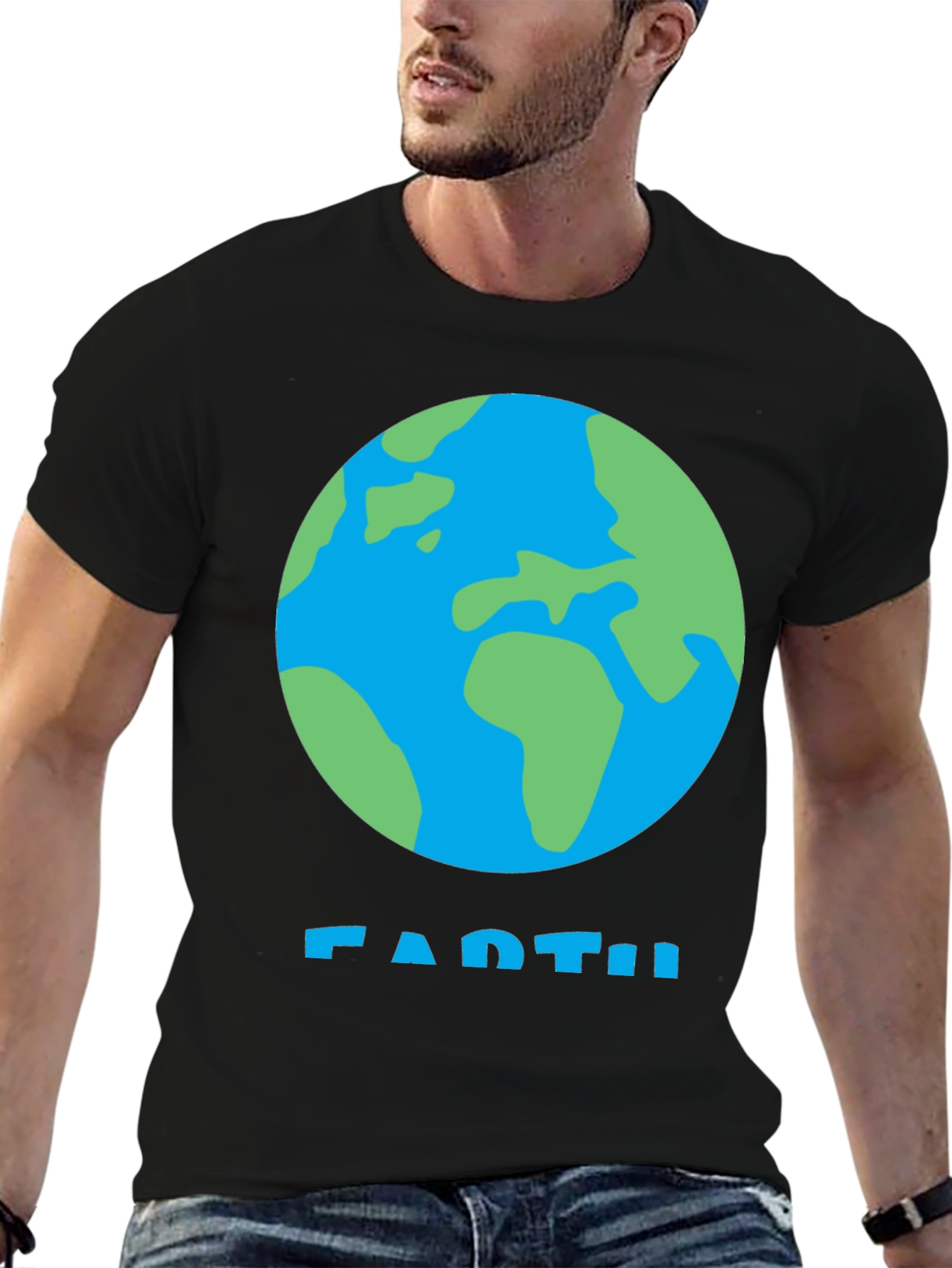 Earth Graphic Tee - Black Cotton T-Shirt