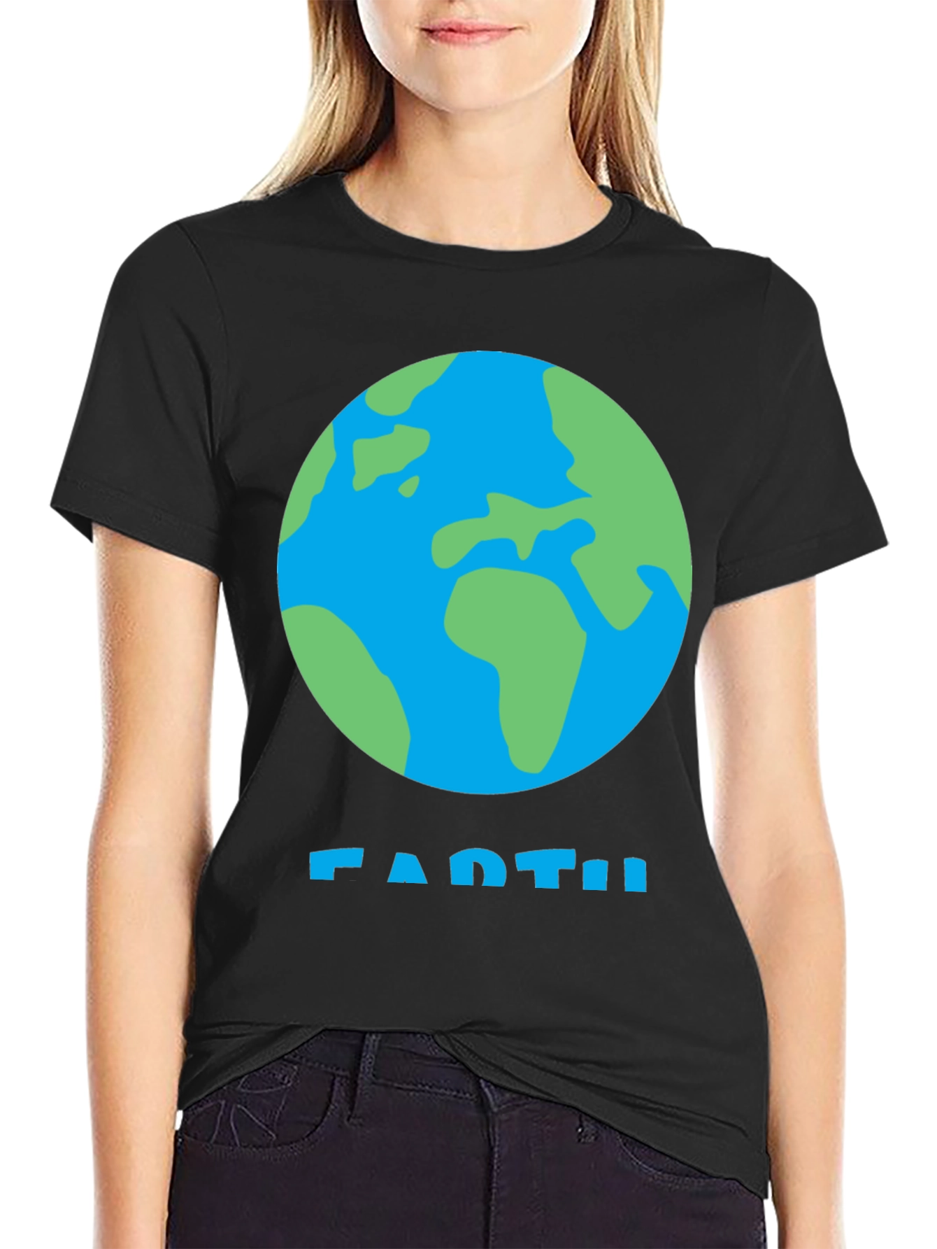 Earth Graphic Tee - Black Cotton T-Shirt
