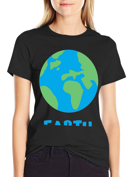 Earth Graphic Tee - Black Cotton T-Shirt