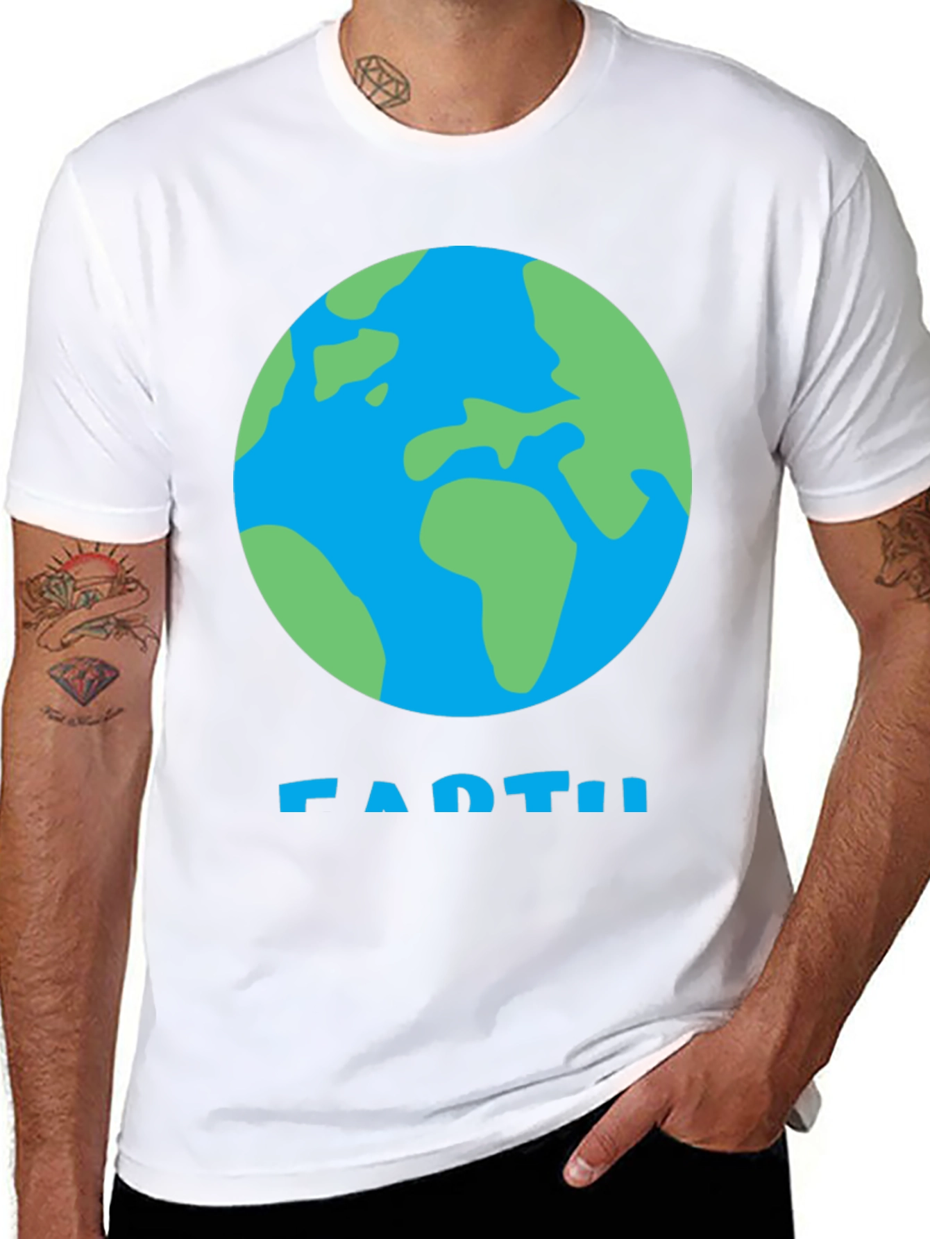 Earth Graphic Tee - Black Cotton T-Shirt