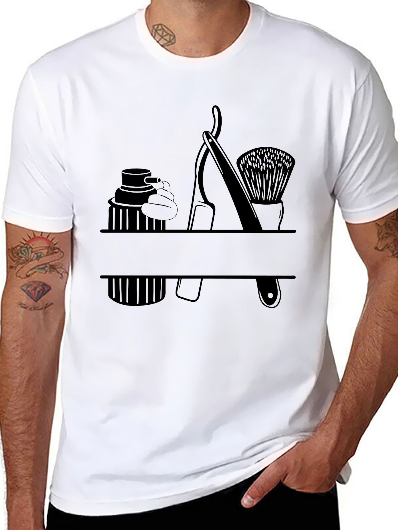 Barber Shaving Tools Graphic Tee - Classic Black T-Shirt