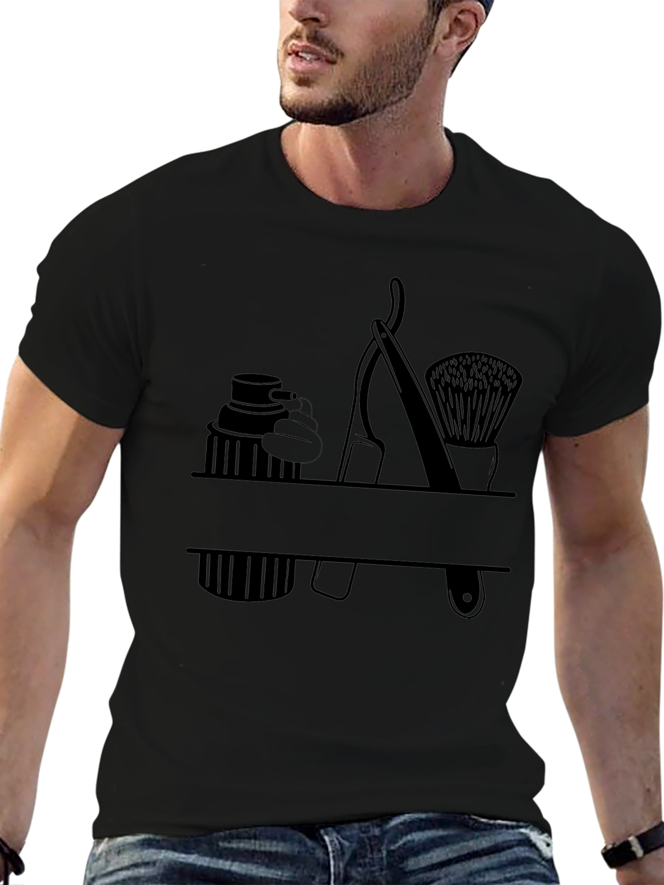 Barber Shaving Tools Graphic Tee - Classic Black T-Shirt