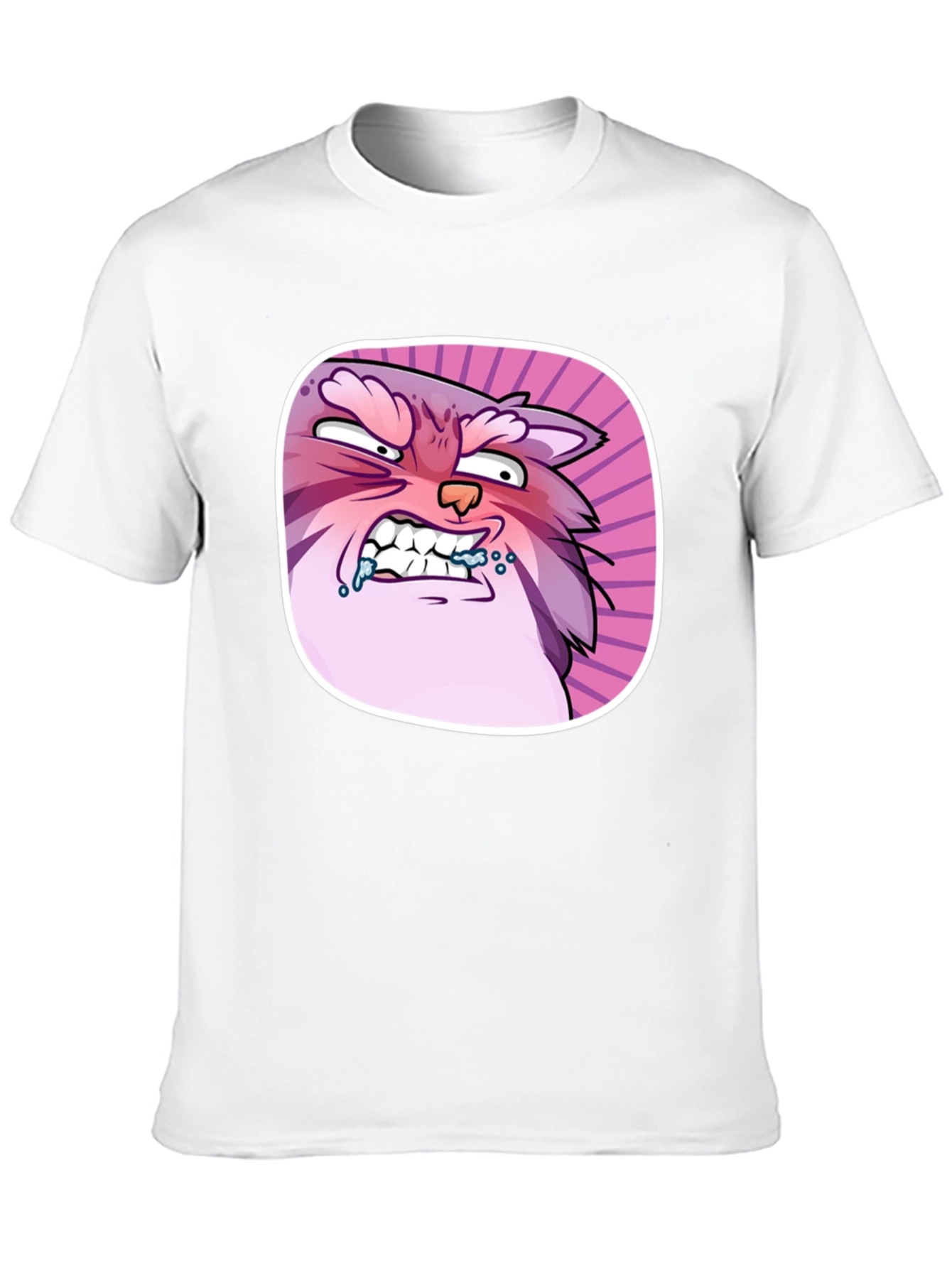 Funny Angry Cartoon Cat Graphic Black T-Shirt