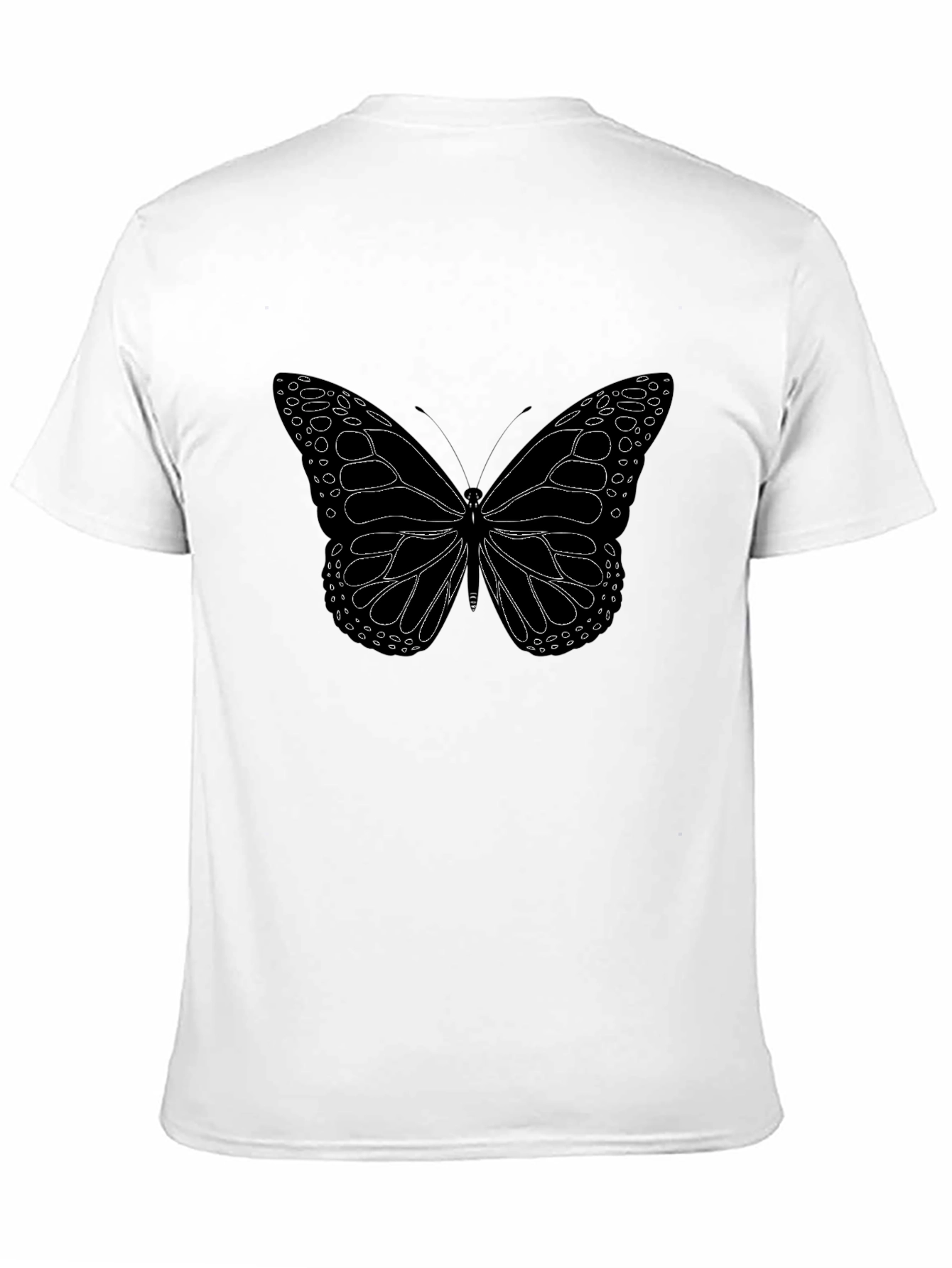 Butterfly Graphic Tee - Black Cotton Blend Casual Shirt