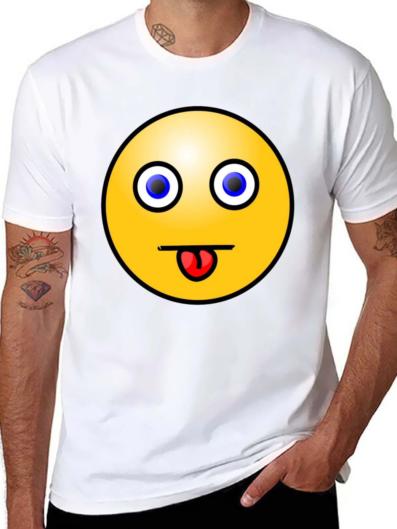 Funny Emoji T-Shirt - Black Crew Neck Tee
