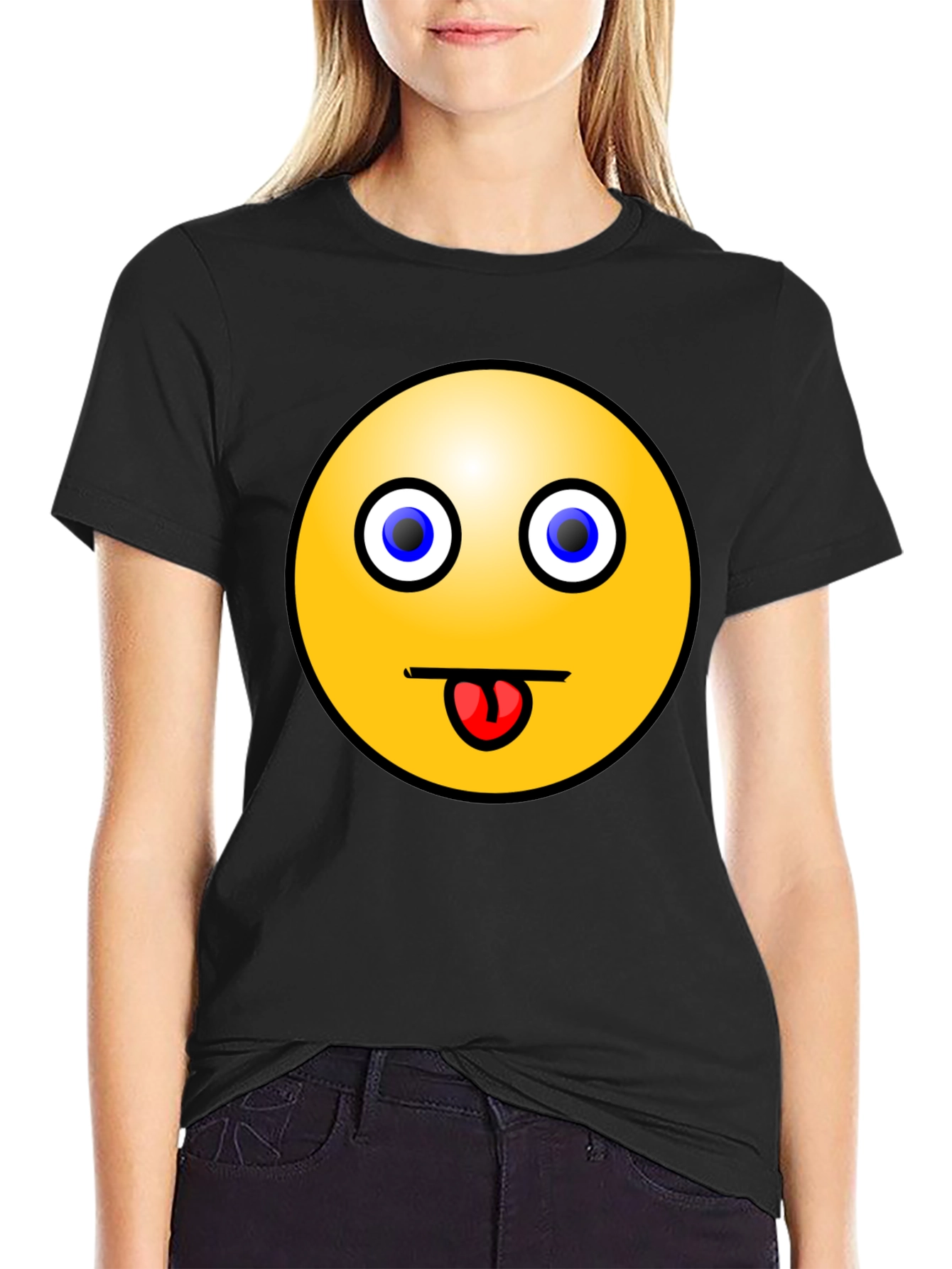 Funny Emoji T-Shirt - Black Crew Neck Tee