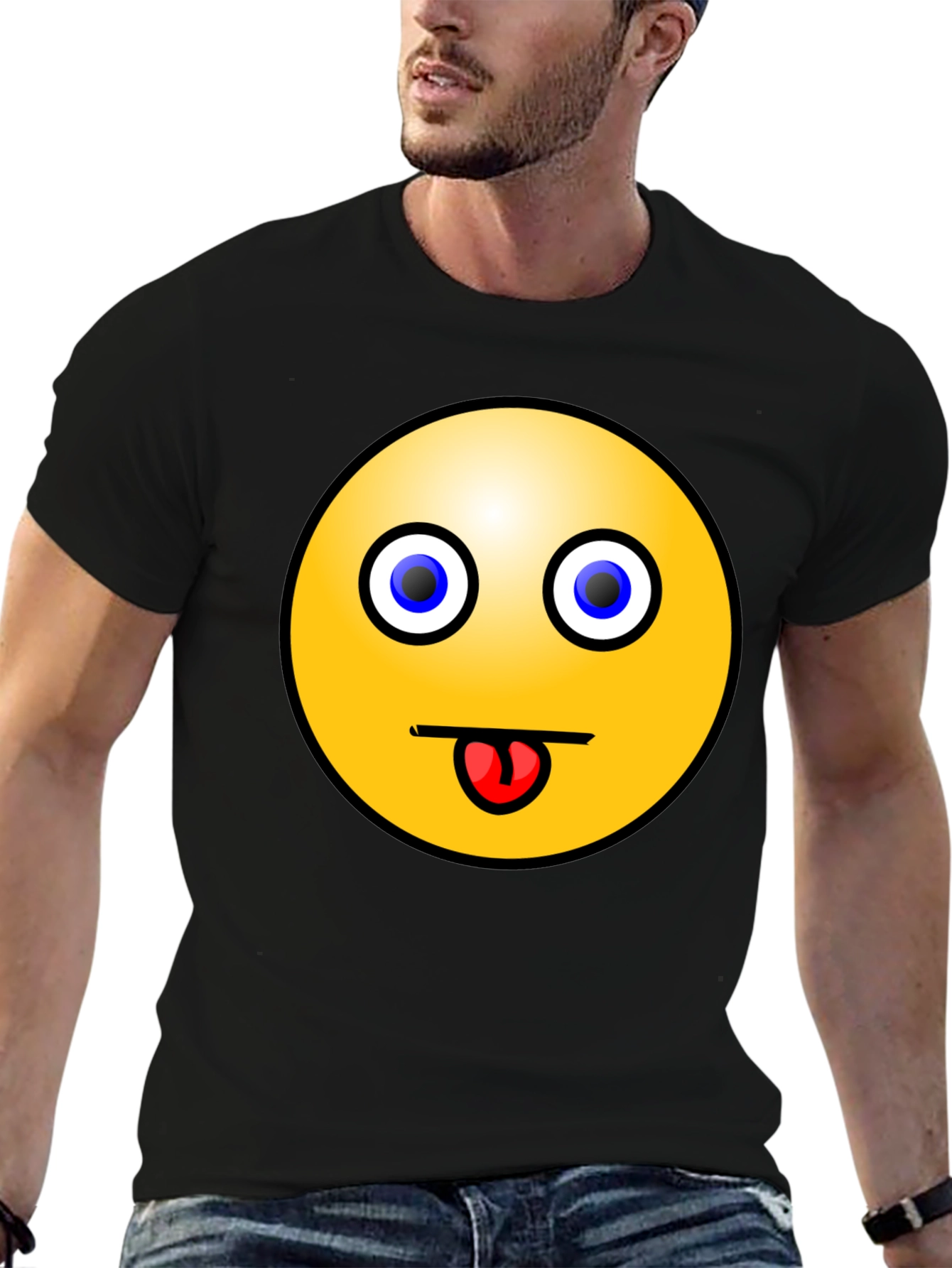 Funny Emoji T-Shirt - Black Crew Neck Tee