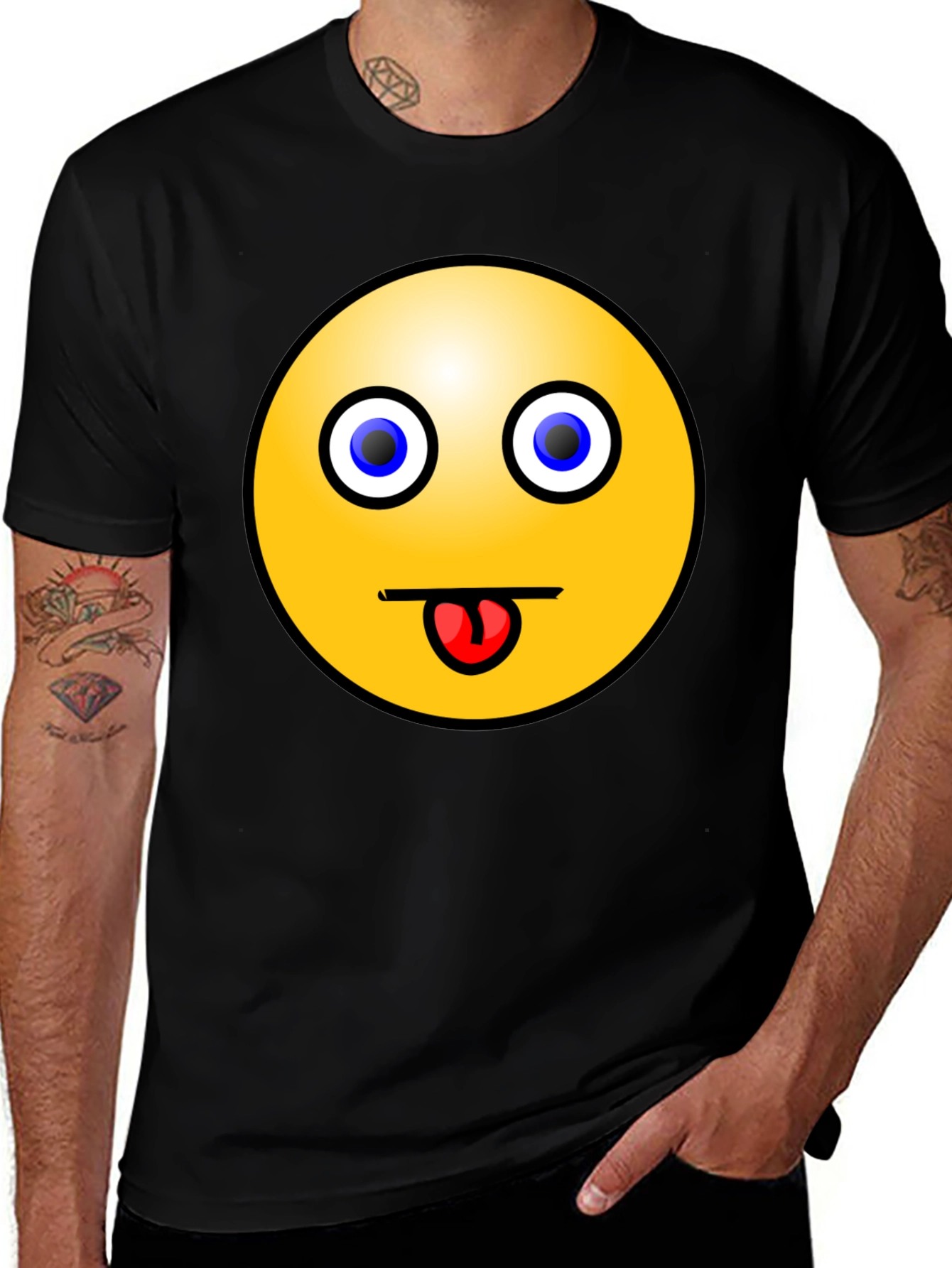 Funny Emoji T-Shirt - Black Crew Neck Tee