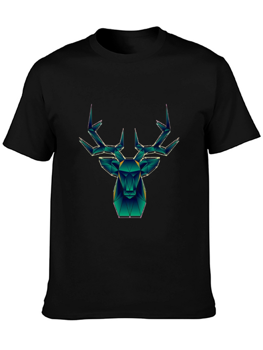 Geometric Deer Graphic Tee - Modern Style
