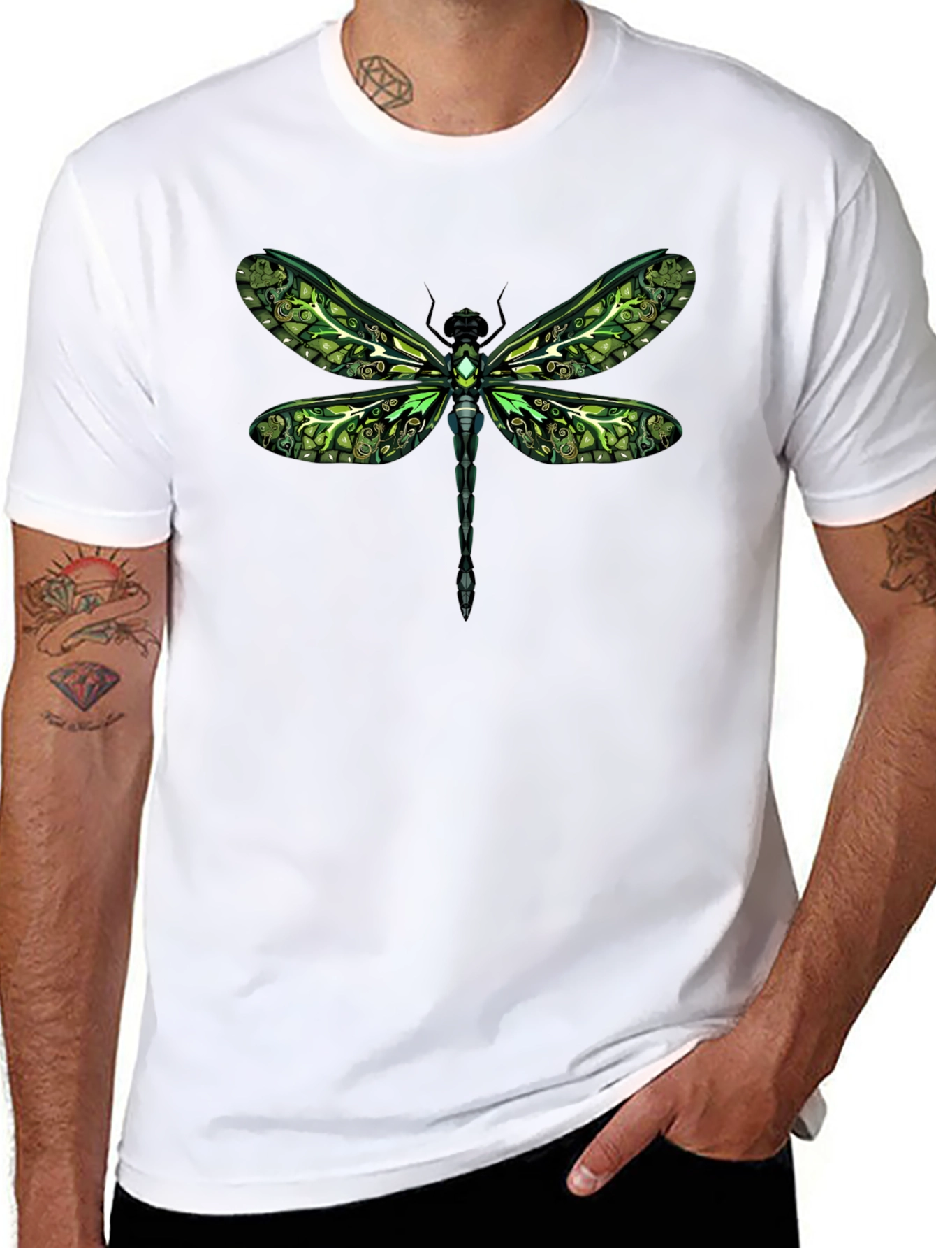 Green Dragonfly Graphic Tee - Unique Insect Design