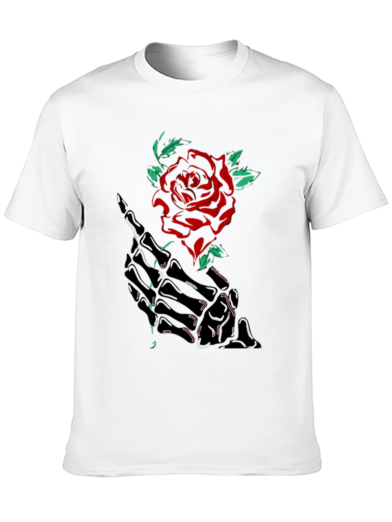 Skeleton Hand Rose Graphic Tee - Black