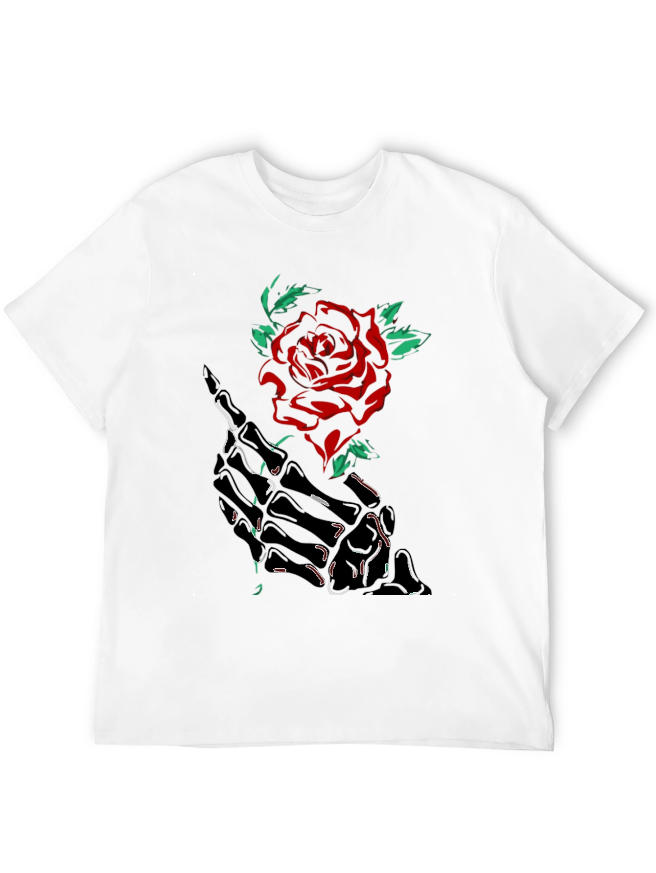 Skeleton Hand Rose Graphic Tee - Black