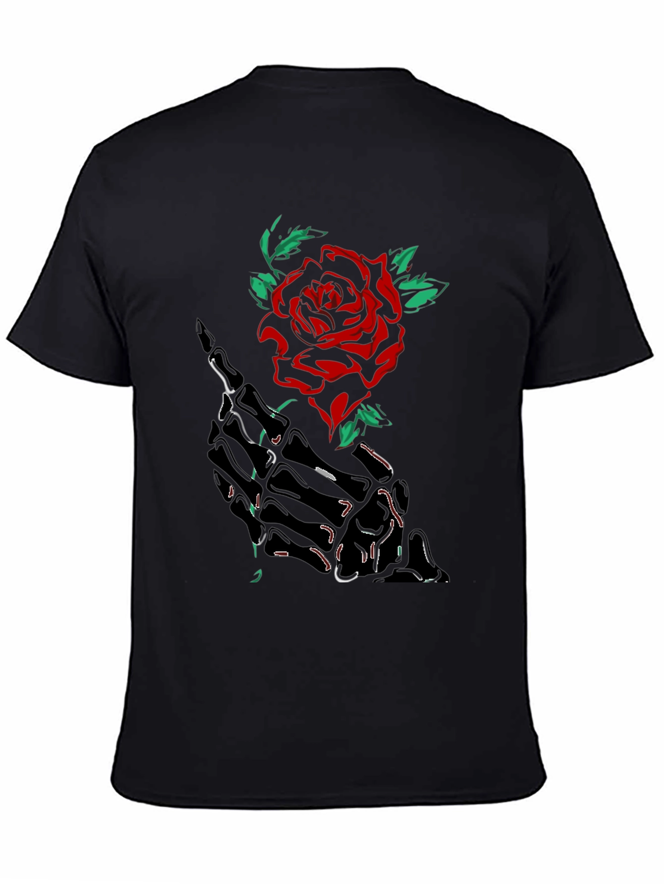 Skeleton Hand Rose Graphic Tee - Black