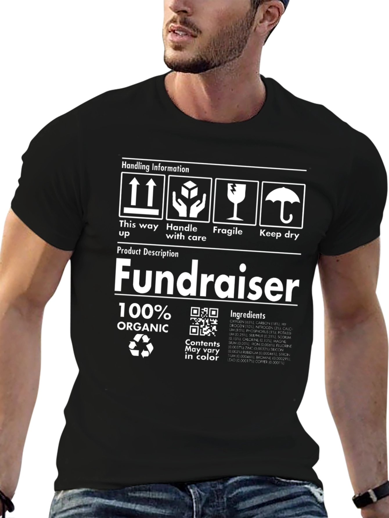 Fundraiser Organic T-Shirt: Handling Info Design