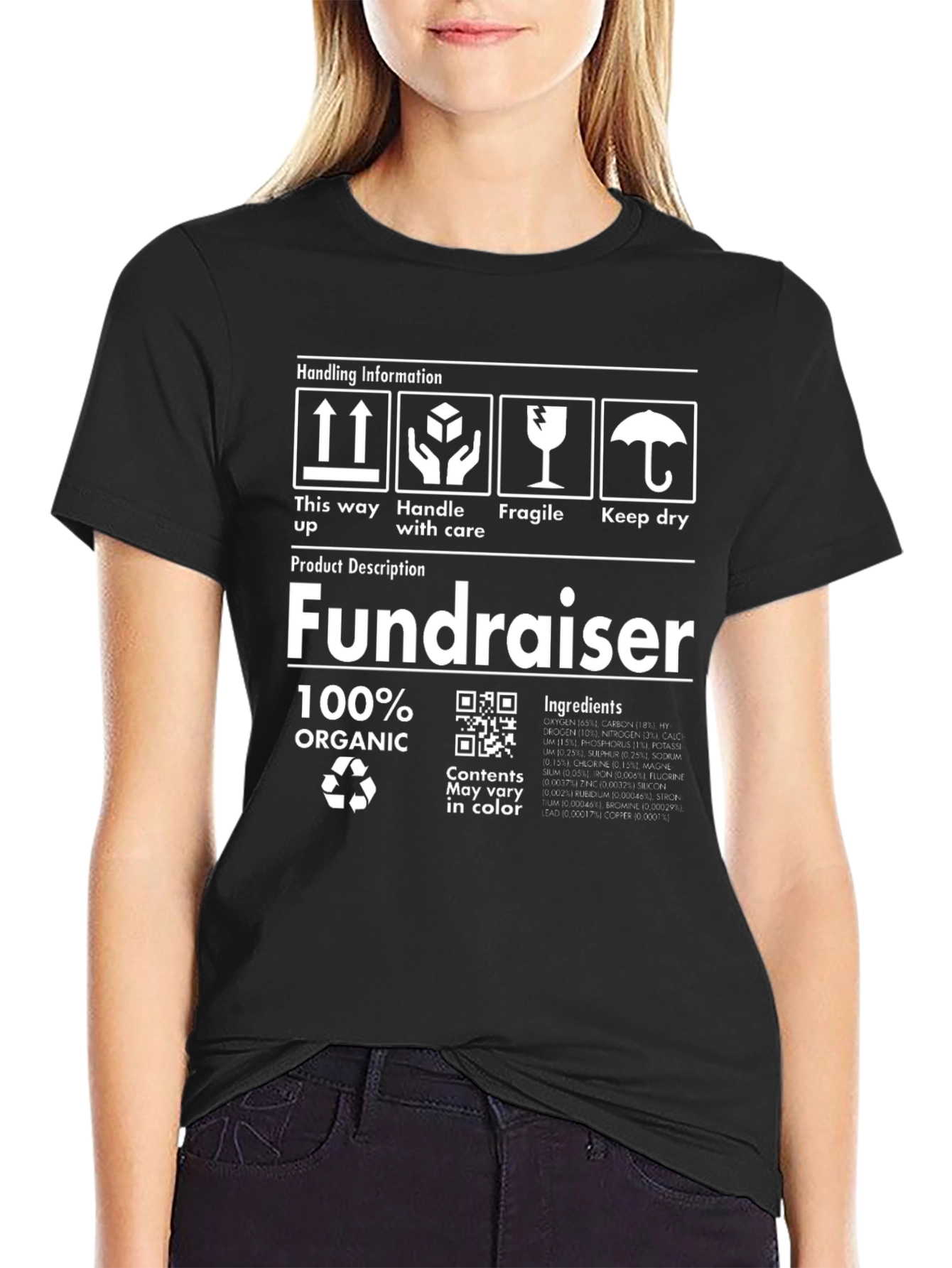Fundraiser Organic T-Shirt: Handling Info Design