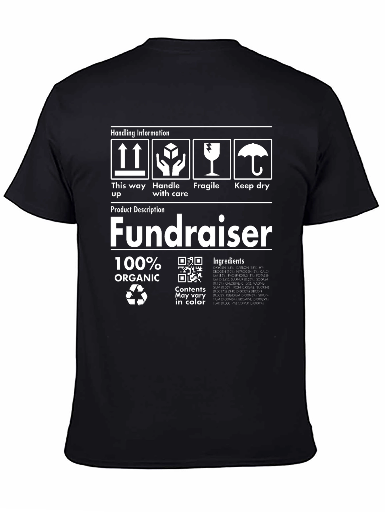 Fundraiser Organic T-Shirt: Handling Info Design
