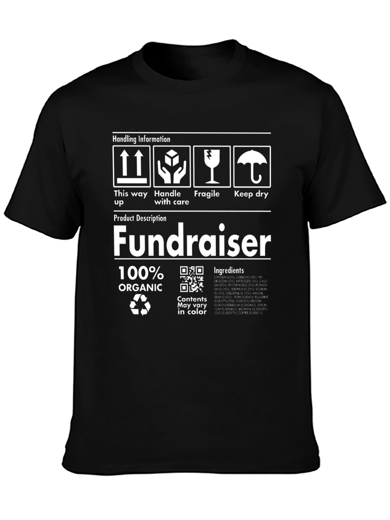 Fundraiser Organic T-Shirt: Handling Info Design