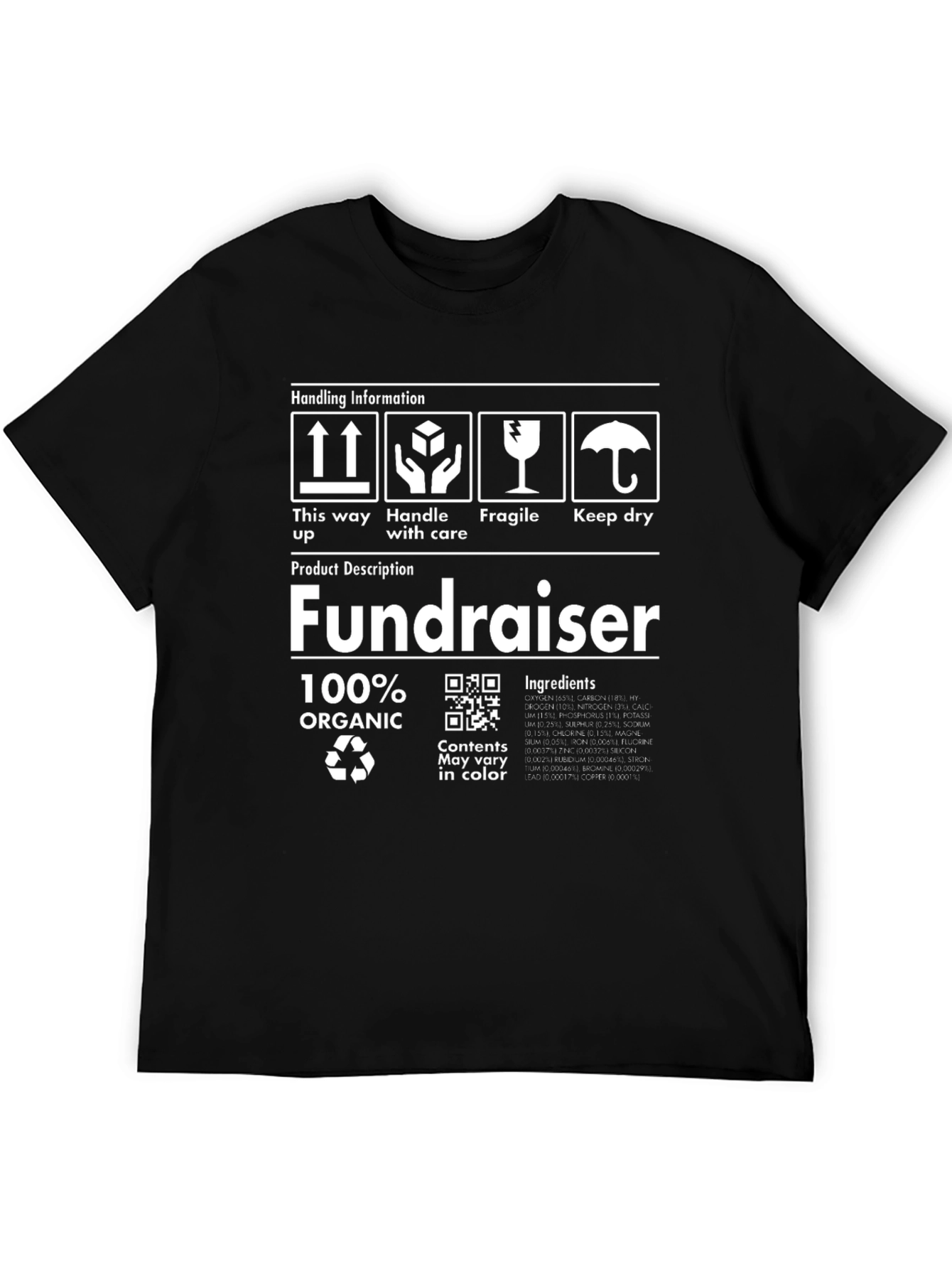 Fundraiser Organic T-Shirt: Handling Info Design