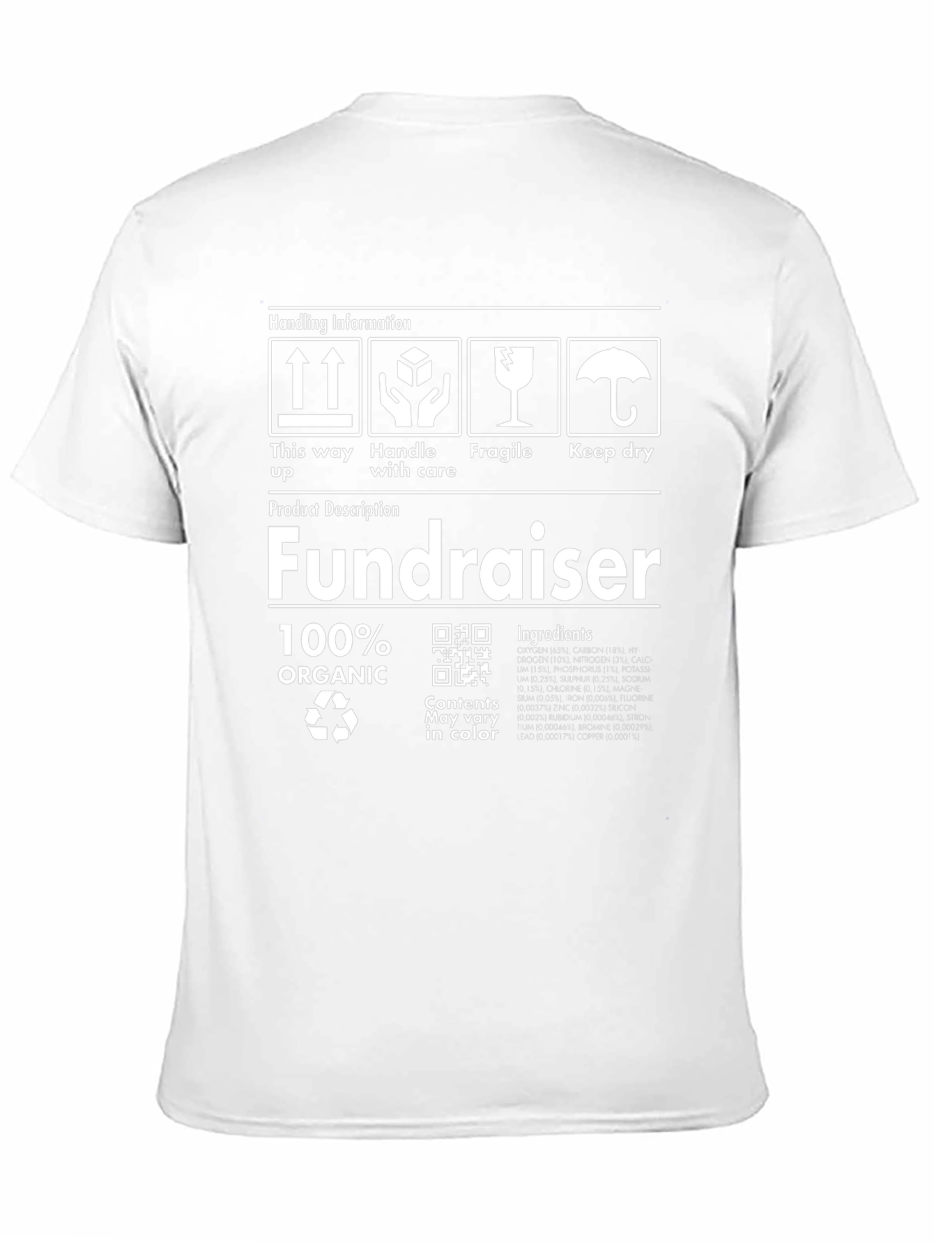 Fundraiser Organic T-Shirt: Handling Info Design