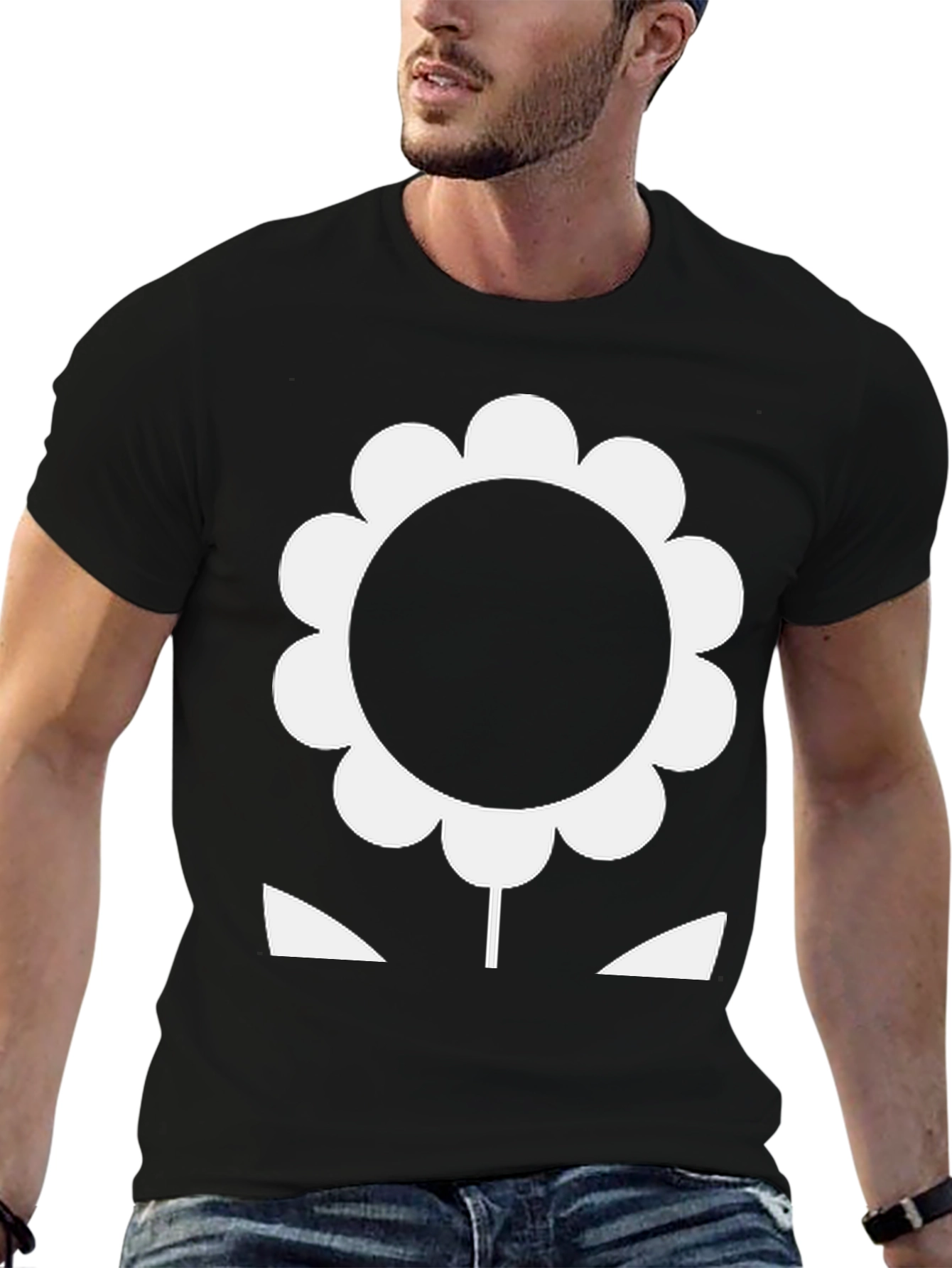 Bold Flower Graphic Tee - Black