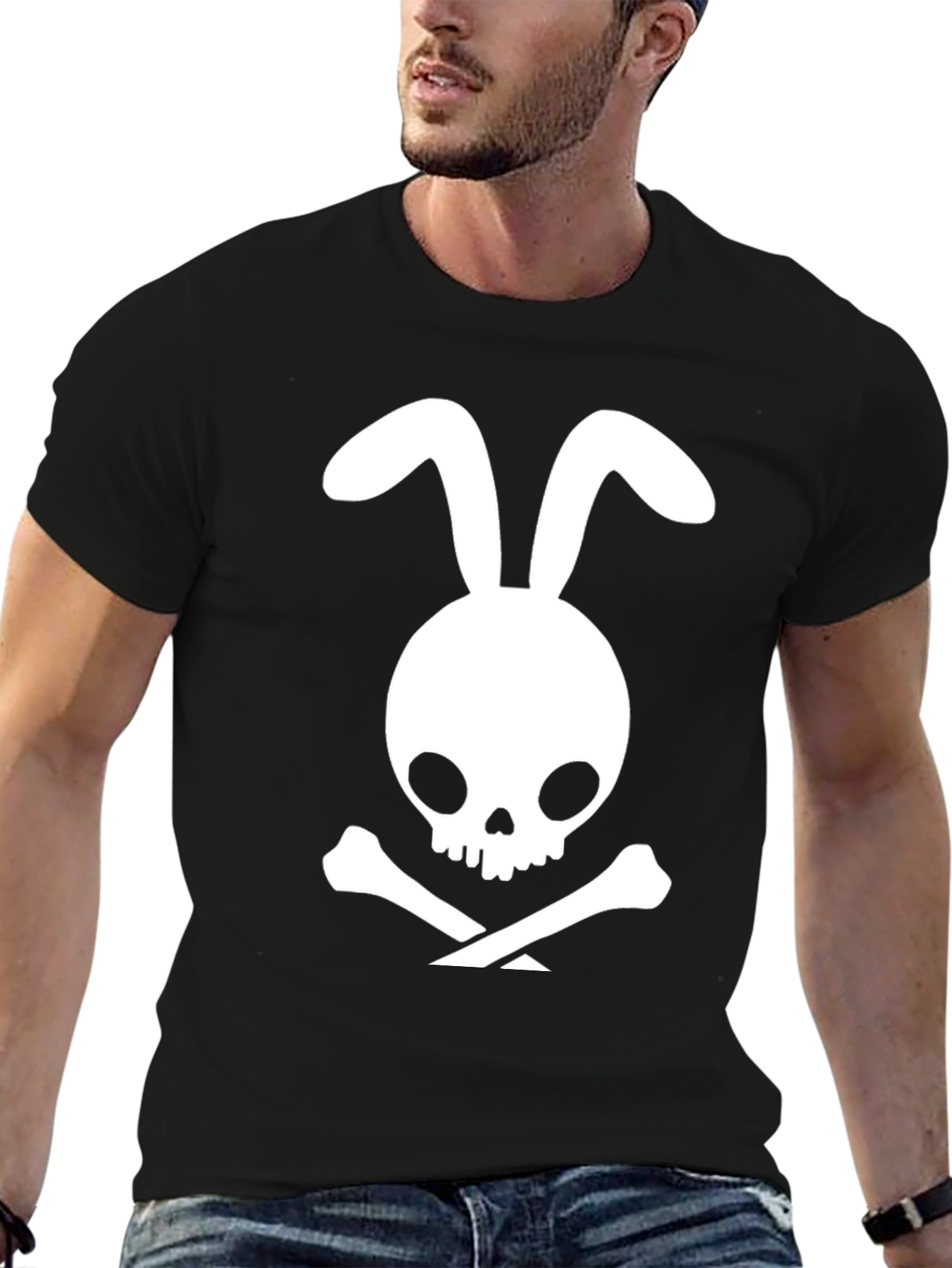 Rabbit Skull & Crossbones Black T-Shirt
